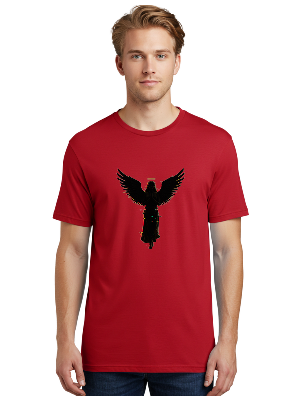 Angel-Silhouette Men'S Graphic Tee, 100% Cotton, Comfortable Casual Summer Wear, Machine Washable, Vintage Camera, Old Camera, Antique Camera, Black Camera, Classic Photography, Photography Equipment, Nostalgic Device, Film Camera, Camera Art Bal692