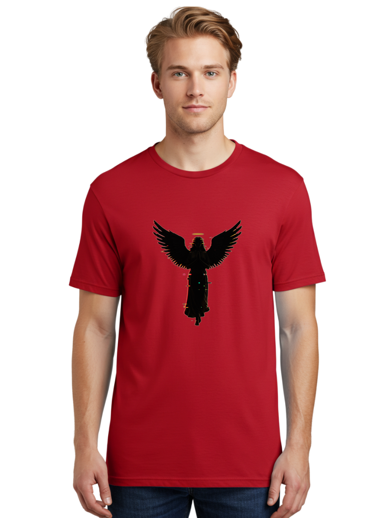 Angel-Silhouette Men'S Graphic Tee, 100% Cotton, Comfortable Casual Summer Wear, Machine Washable, Vintage Camera, Old Camera, Antique Camera, Black Camera, Classic Photography, Photography Equipment, Nostalgic Device, Film Camera, Camera Art Bal692