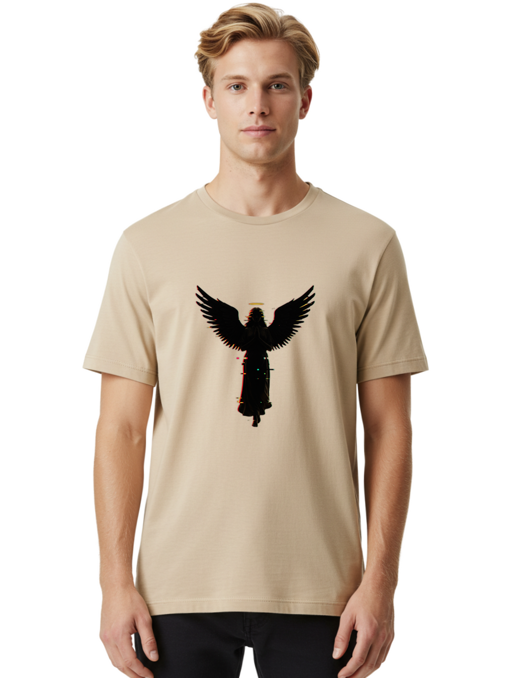 Angel-Silhouette Men'S Graphic Tee, 100% Cotton, Comfortable Casual Summer Wear, Machine Washable, Vintage Camera, Old Camera, Antique Camera, Black Camera, Classic Photography, Photography Equipment, Nostalgic Device, Film Camera, Camera Art Bal692