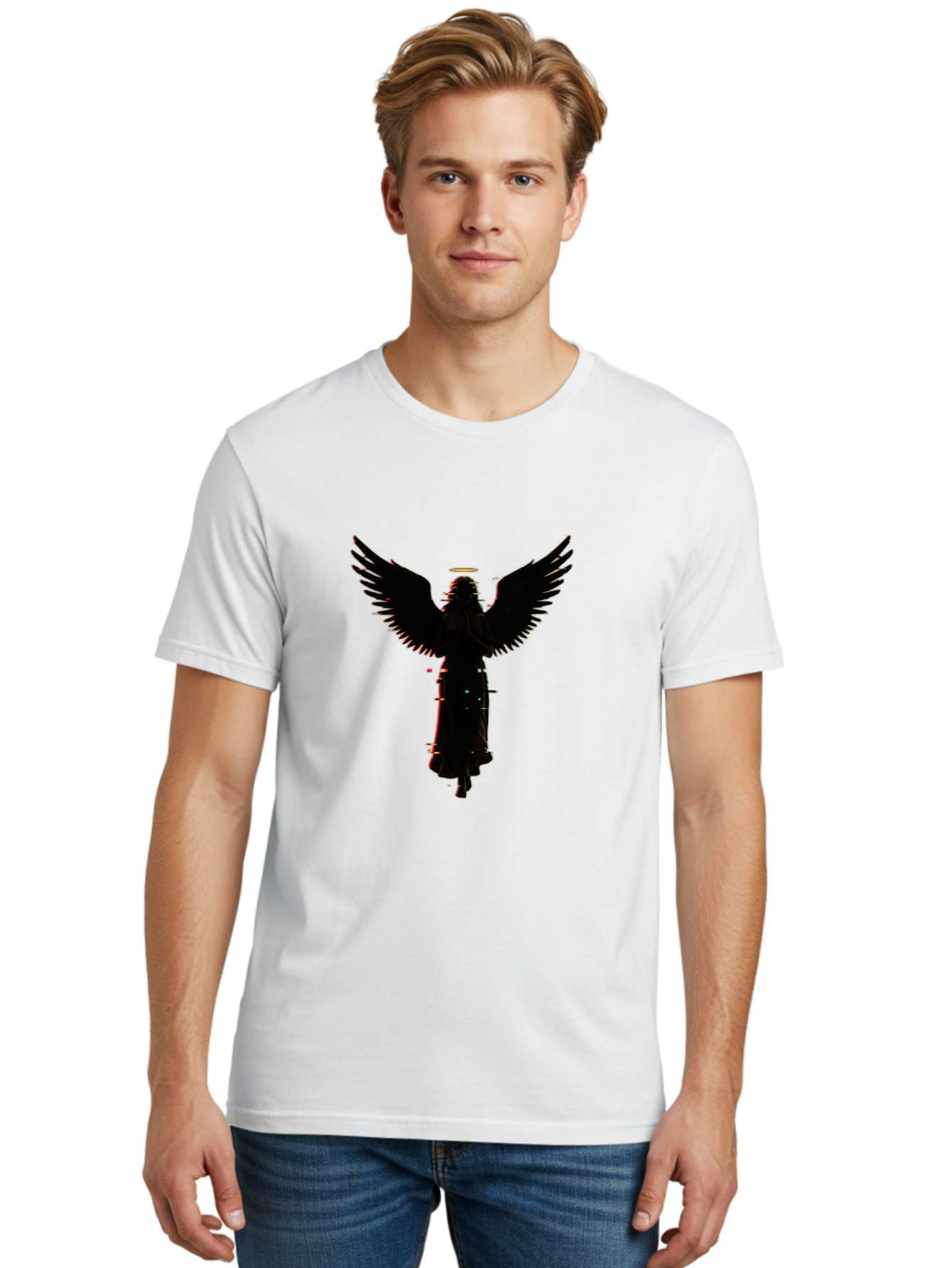 Angel-Silhouette Men'S Graphic Tee, 100% Cotton, Comfortable Casual Summer Wear, Machine Washable, Vintage Camera, Old Camera, Antique Camera, Black Camera, Classic Photography, Photography Equipment, Nostalgic Device, Film Camera, Camera Art Bal692