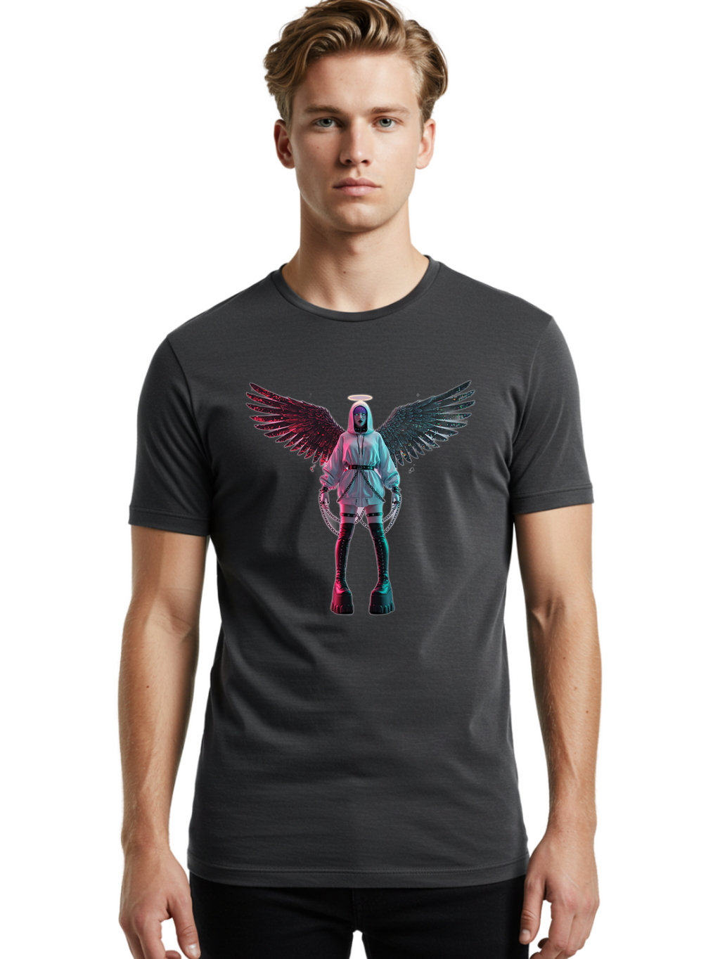Angel-With-Chains Men'S Graphic Tee, 100% Cotton, Comfortable Casual Summer Wear, Machine Washable, Vintage Camera, Old Camera, Antique Camera, Black Camera, Classic Photography, Photography Equipment, Nostalgic Device, Film Camera, Camera Art Bal694