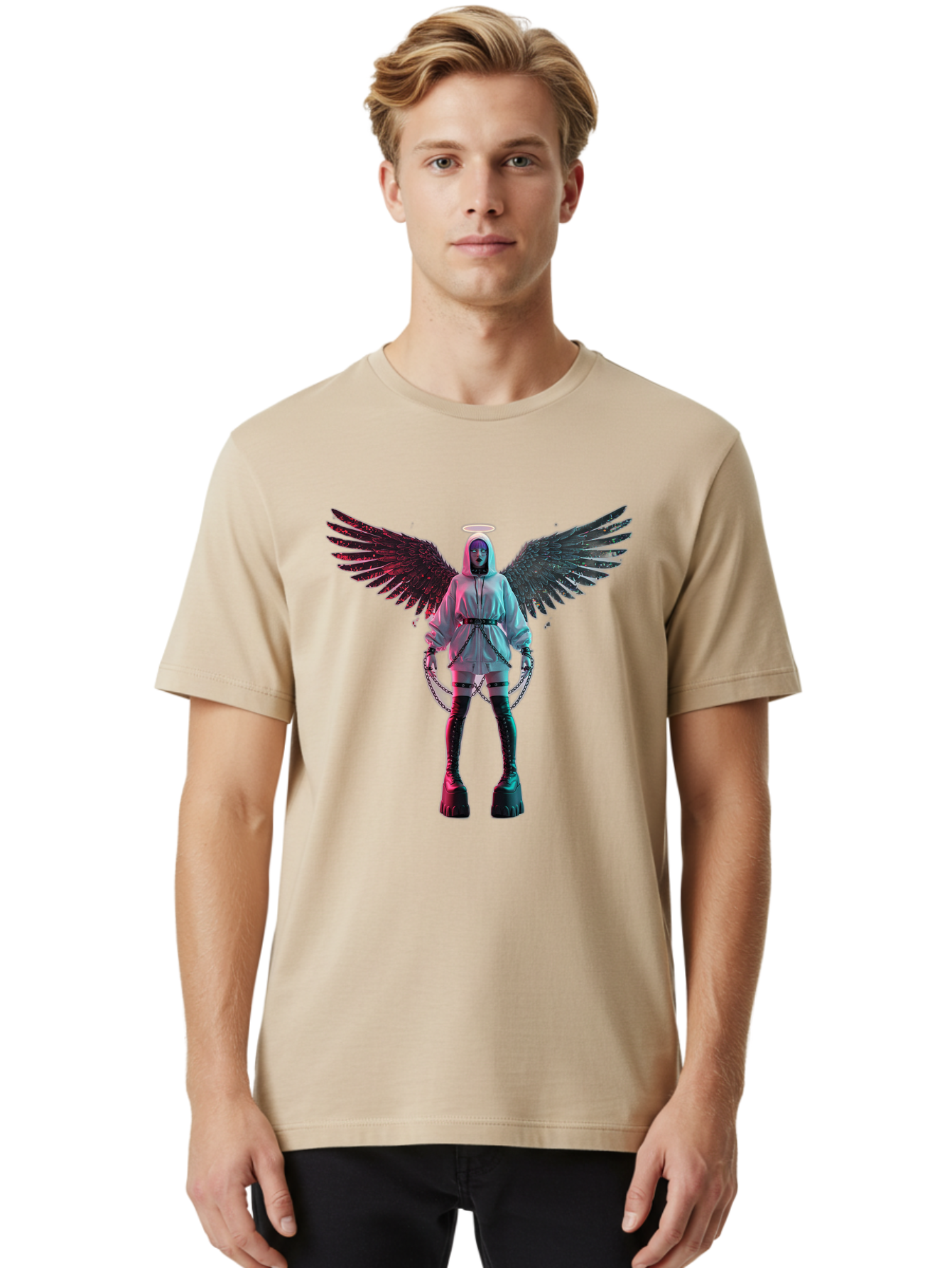 Angel-With-Chains Men'S Graphic Tee, 100% Cotton, Comfortable Casual Summer Wear, Machine Washable, Vintage Camera, Old Camera, Antique Camera, Black Camera, Classic Photography, Photography Equipment, Nostalgic Device, Film Camera, Camera Art Bal694
