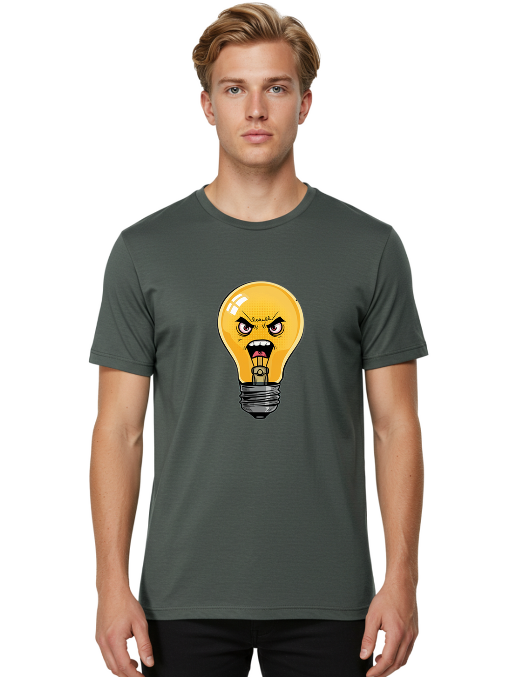 Angry-Light-Bulb-1 Men'S Graphic Tee, 100% Cotton, Comfortable Casual Summer Wear, Machine Washable, Vintage Camera, Old Camera, Antique Camera, Black Camera, Classic Photography, Photography Equipment, Nostalgic Device, Film Camera, Bal702