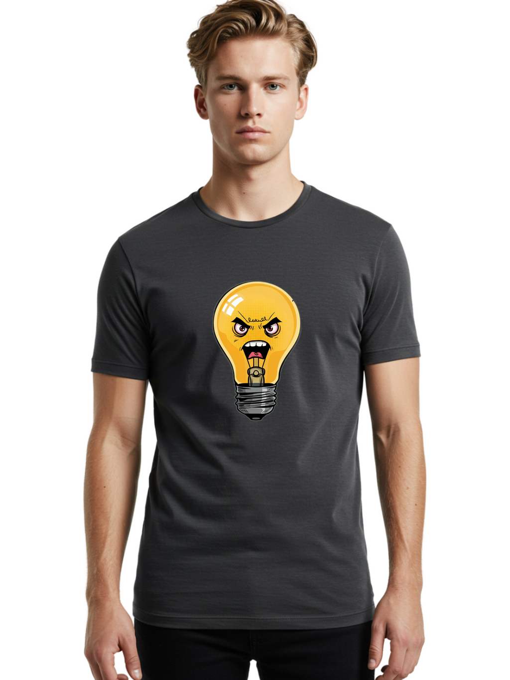 Angry-Light-Bulb-1 Men'S Graphic Tee, 100% Cotton, Comfortable Casual Summer Wear, Machine Washable, Vintage Camera, Old Camera, Antique Camera, Black Camera, Classic Photography, Photography Equipment, Nostalgic Device, Film Camera, Bal702