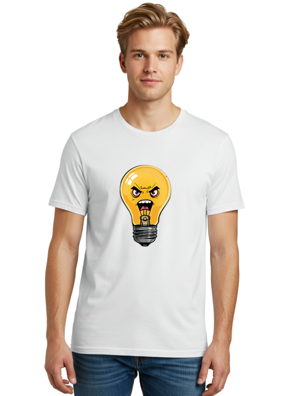 Angry-Light-Bulb-1 Men'S Graphic Tee, 100% Cotton, Comfortable Casual Summer Wear, Machine Washable, Vintage Camera, Old Camera, Antique Camera, Black Camera, Classic Photography, Photography Equipment, Nostalgic Device, Film Camera, Bal702