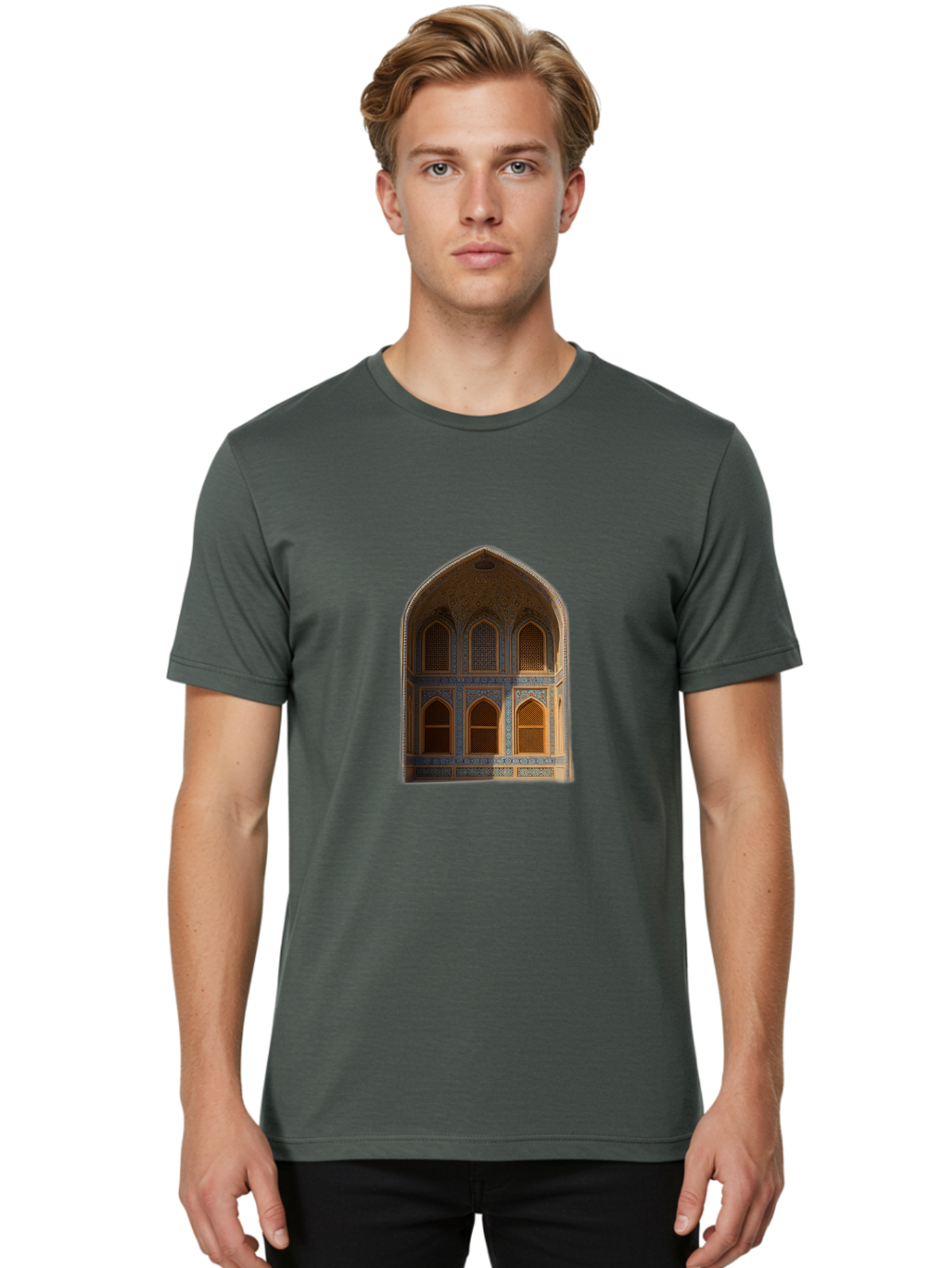 Arched-Building-Facade Men'S Graphic Tee, 100% Cotton, Comfortable Casual Summer Wear, Machine Washable, Vintage Camera, Old Camera, Antique Camera, Black Camera, Classic Photography, Photography Equipment, Nostalgic Device, Film Camera, Bal712