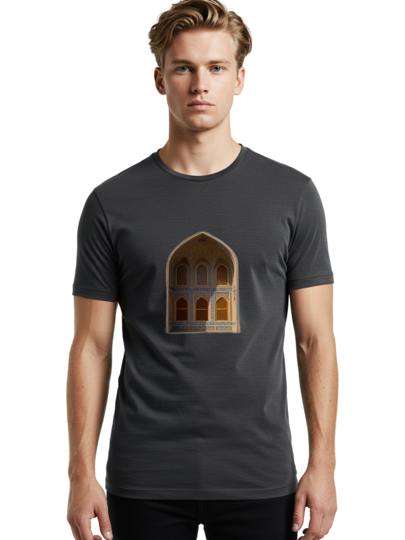 Arched-Building-Facade Men'S Graphic Tee, 100% Cotton, Comfortable Casual Summer Wear, Machine Washable, Vintage Camera, Old Camera, Antique Camera, Black Camera, Classic Photography, Photography Equipment, Nostalgic Device, Film Camera, Bal712
