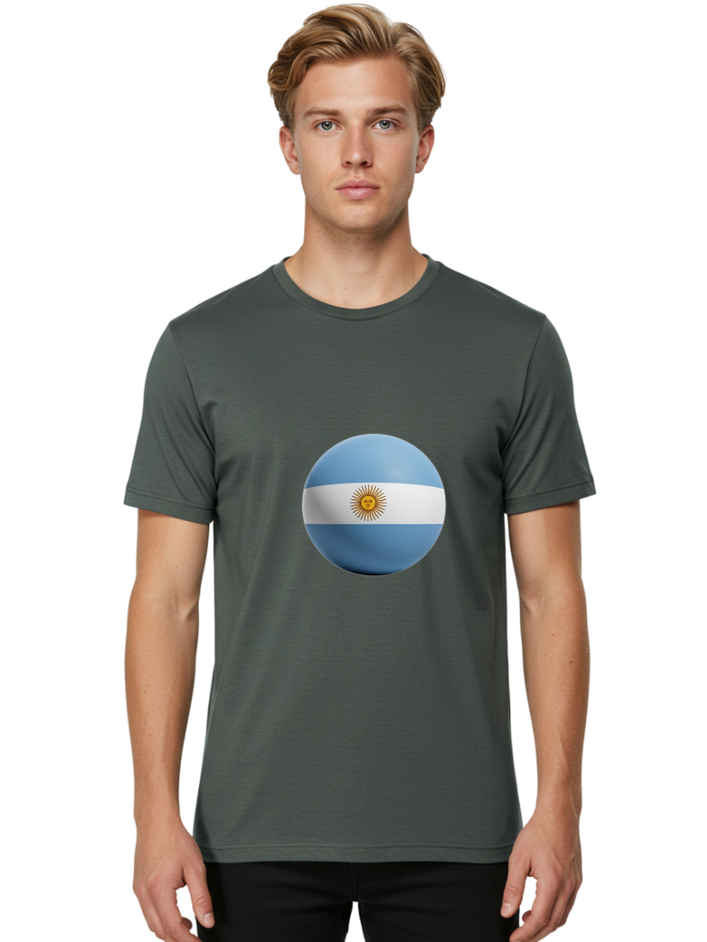 Argentina-Flag-Sphere Men'S Graphic Tee, 100% Cotton, Comfortable Casual Summer Wear, Machine Washable, Vintage Camera, Old Camera, Antique Camera, Black Camera, Classic Photography, Photography Equipment, Nostalgic Device, Film Camera, Bal713