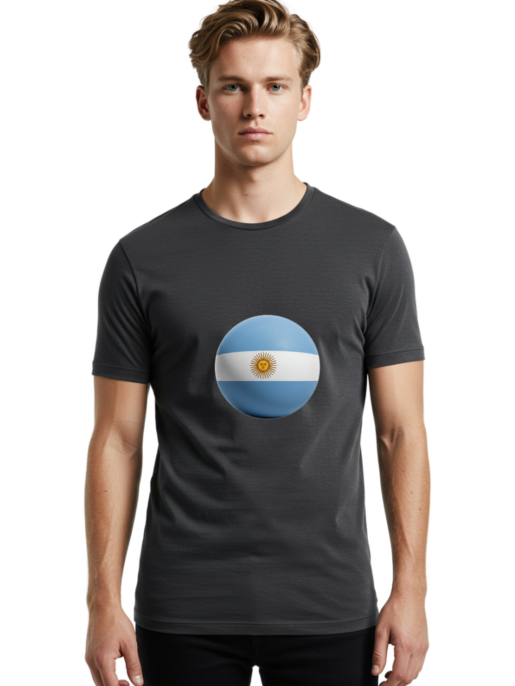 Argentina-Flag-Sphere Men'S Graphic Tee, 100% Cotton, Comfortable Casual Summer Wear, Machine Washable, Vintage Camera, Old Camera, Antique Camera, Black Camera, Classic Photography, Photography Equipment, Nostalgic Device, Film Camera, Bal713