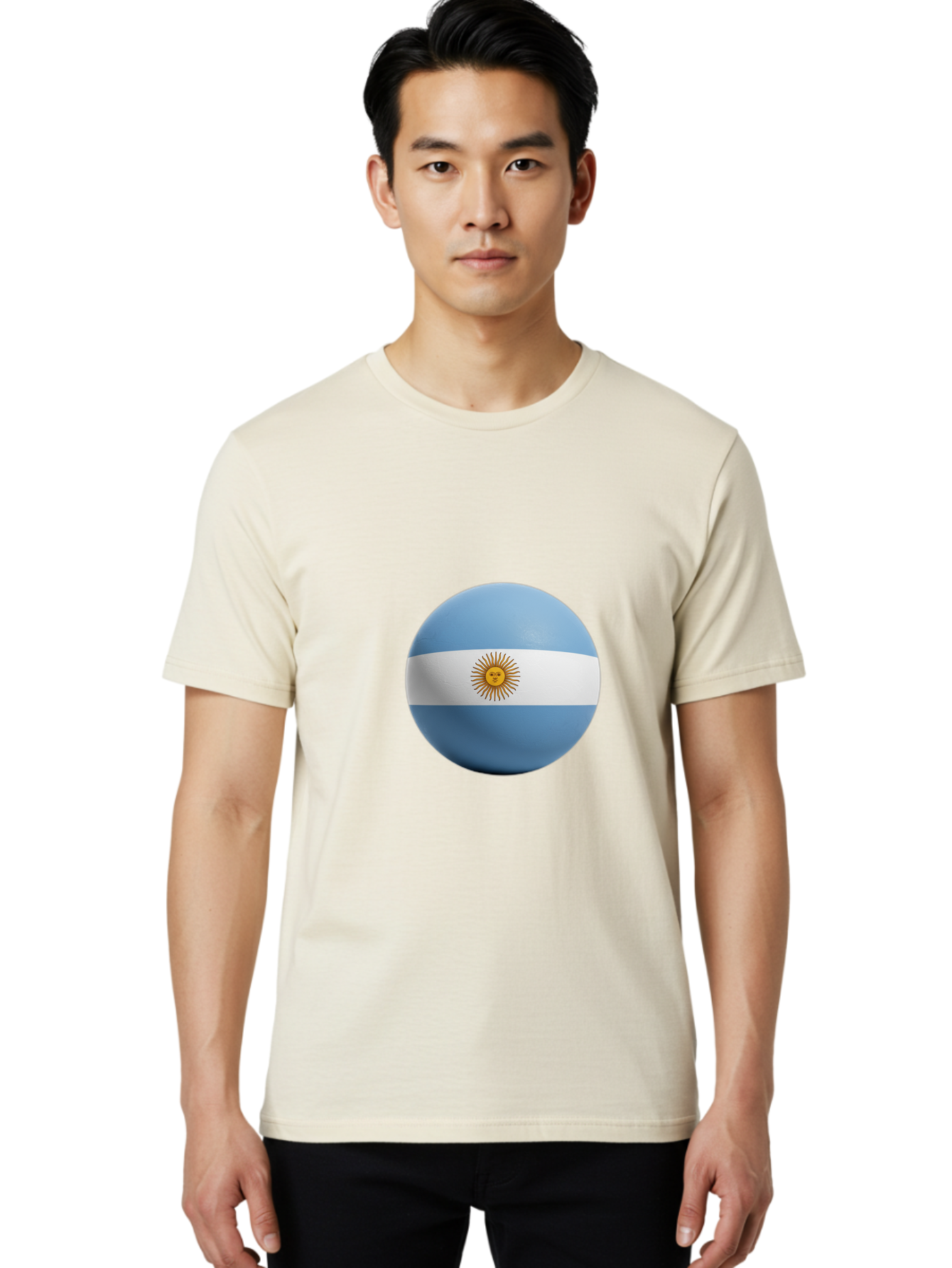 Argentina-Flag-Sphere Men'S Graphic Tee, 100% Cotton, Comfortable Casual Summer Wear, Machine Washable, Vintage Camera, Old Camera, Antique Camera, Black Camera, Classic Photography, Photography Equipment, Nostalgic Device, Film Camera, Bal713