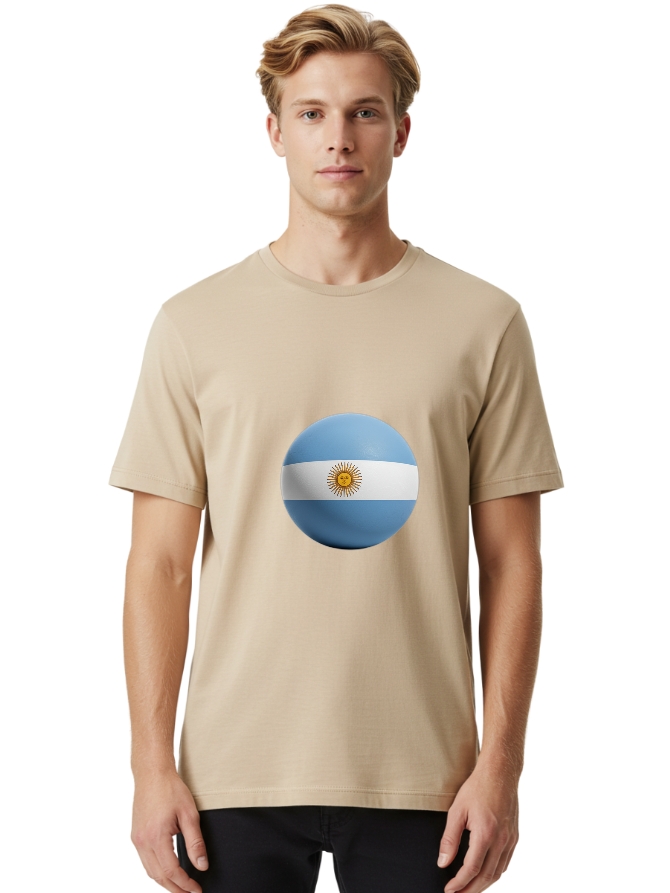 Argentina-Flag-Sphere Men'S Graphic Tee, 100% Cotton, Comfortable Casual Summer Wear, Machine Washable, Vintage Camera, Old Camera, Antique Camera, Black Camera, Classic Photography, Photography Equipment, Nostalgic Device, Film Camera, Bal713