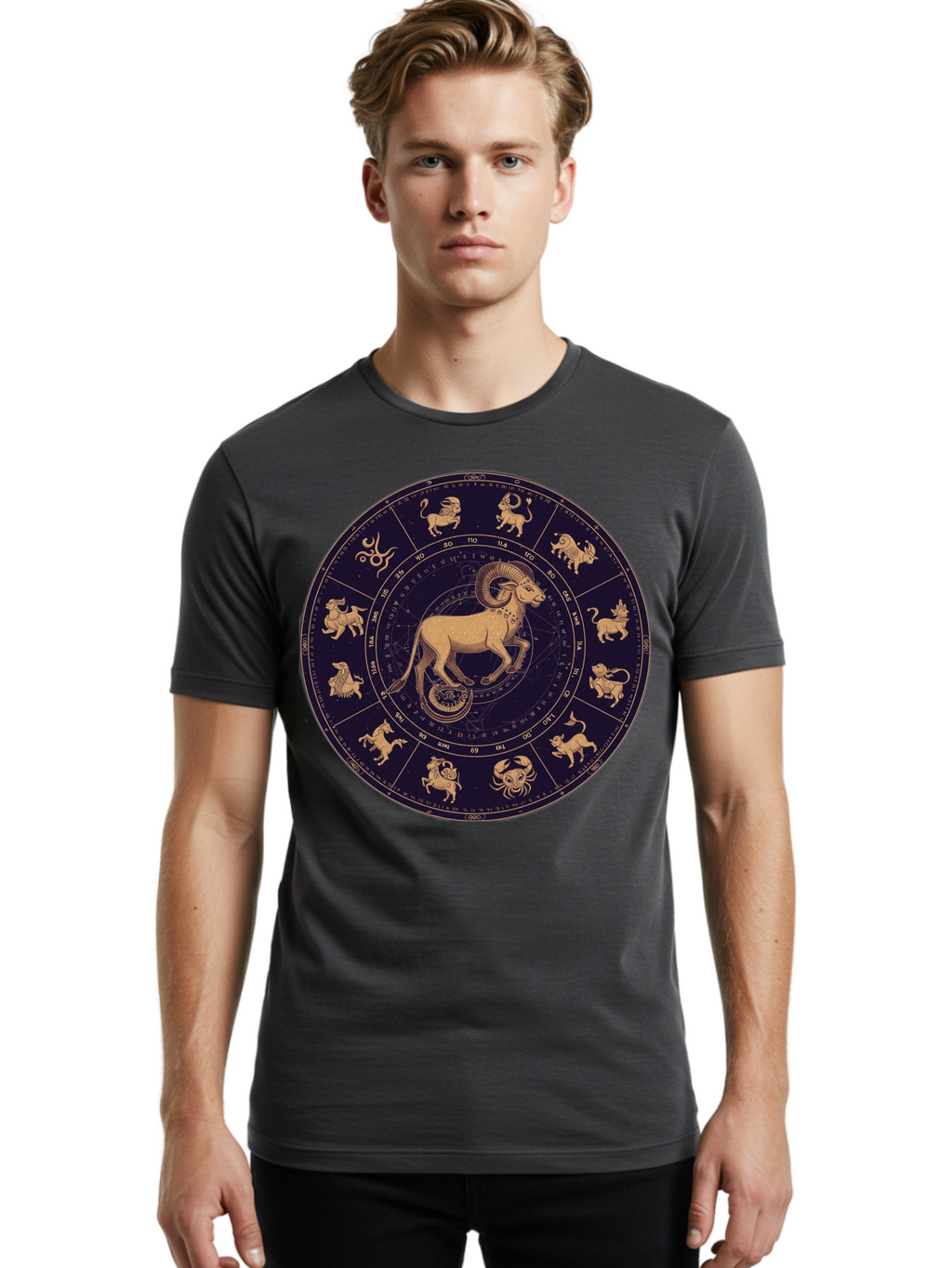Aries-Zodiac-Circle Men'S Graphic Tee, 100% Cotton, Comfortable Casual Summer Wear, Machine Washable, Vintage Camera, Old Camera, Antique Camera, Black Camera, Classic Photography, Photography Equipment, Nostalgic Device, Film Camera, Bal715