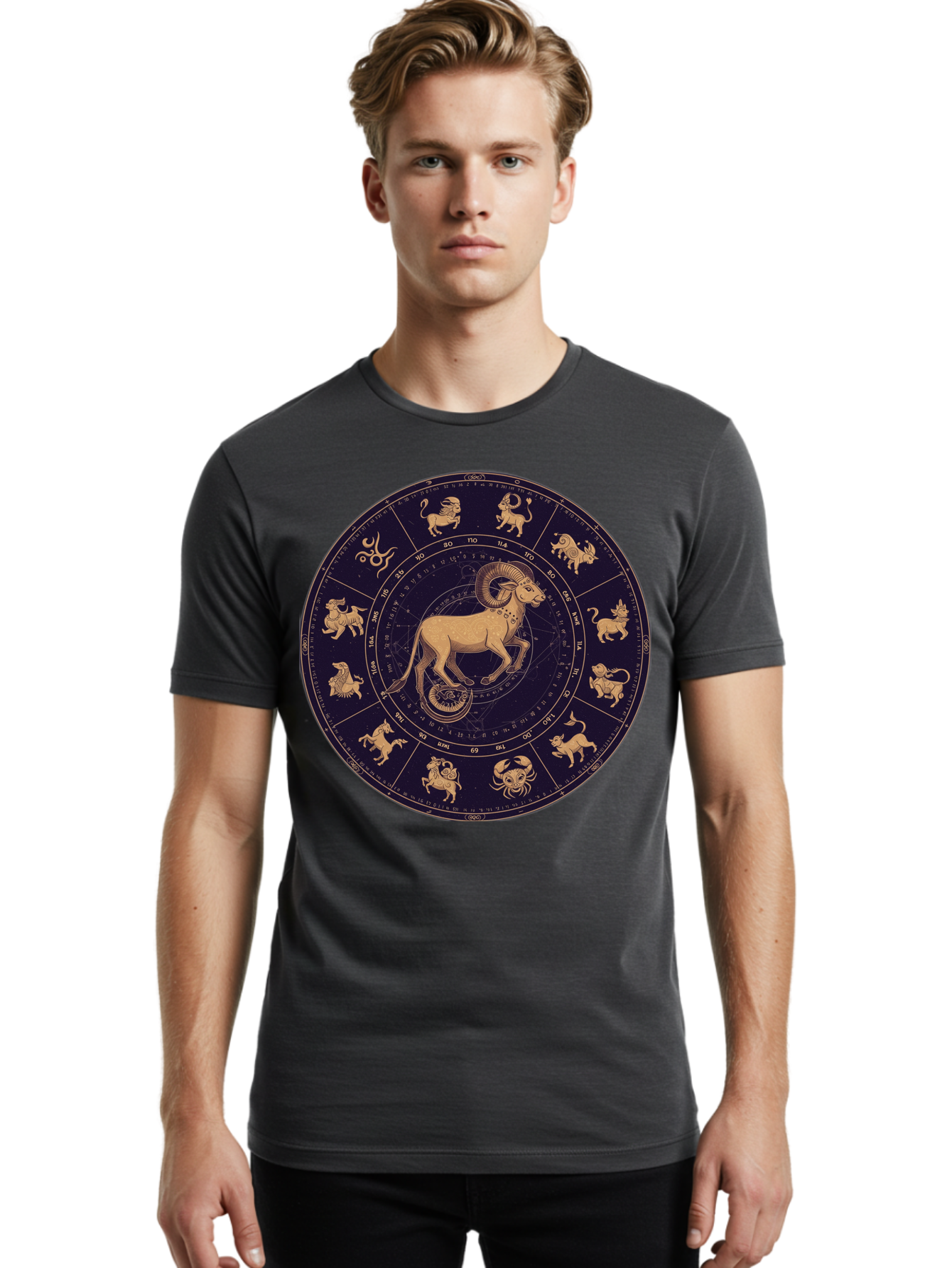 Aries-Zodiac-Circle Men'S Graphic Tee, 100% Cotton, Comfortable Casual Summer Wear, Machine Washable, Vintage Camera, Old Camera, Antique Camera, Black Camera, Classic Photography, Photography Equipment, Nostalgic Device, Film Camera, Bal715