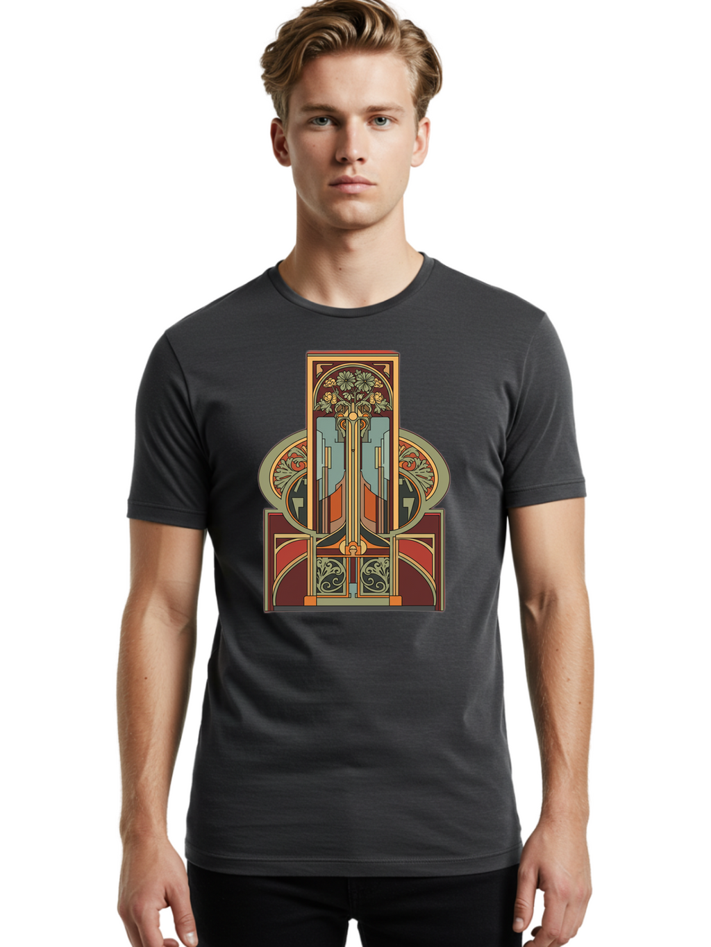 Art-Nouveau-Design Men'S Graphic Tee, 100% Cotton, Comfortable Casual Summer Wear, Machine Washable, Vintage Camera, Old Camera, Antique Camera, Black Camera, Classic Photography, Photography Equipment, Nostalgic Device, Film Camera, Bal722
