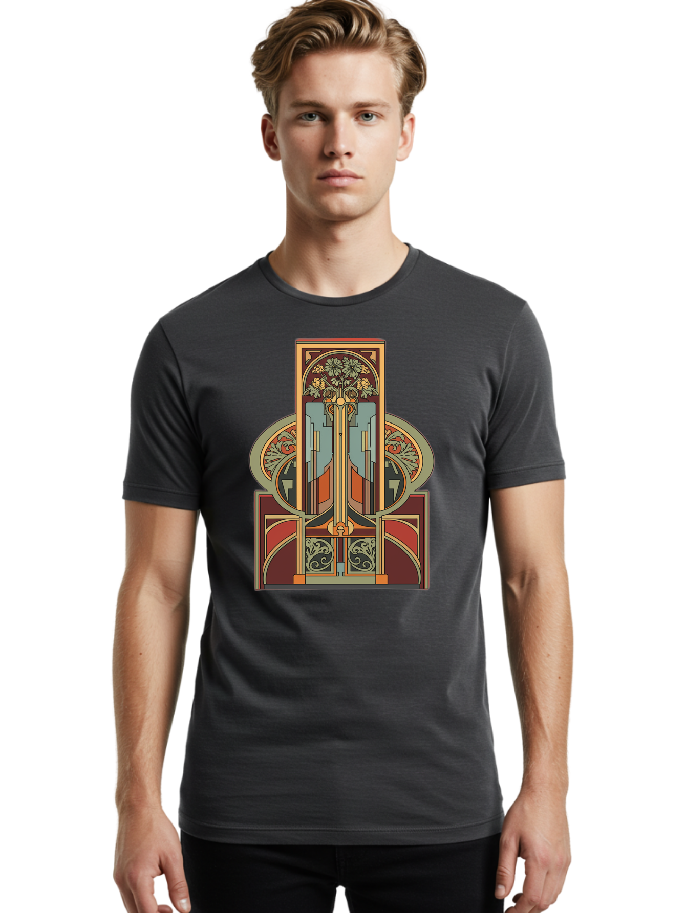 Art-Nouveau-Design Men'S Graphic Tee, 100% Cotton, Comfortable Casual Summer Wear, Machine Washable, Vintage Camera, Old Camera, Antique Camera, Black Camera, Classic Photography, Photography Equipment, Nostalgic Device, Film Camera, Bal722