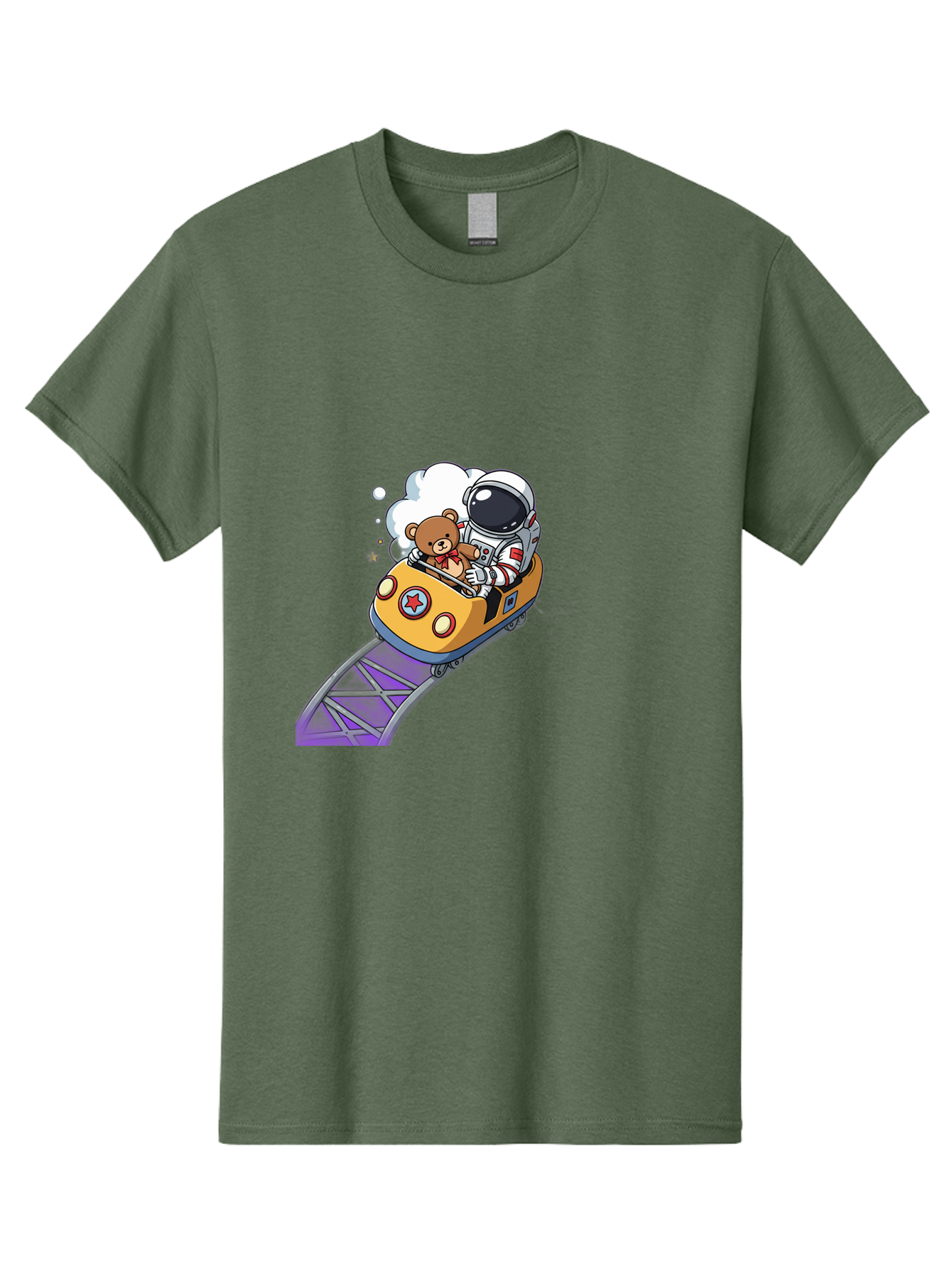 Astronaut-And-Teddy-Bear-Rollercoaster-Ride Men'S Graphic Tee, 100% Cotton, Comfortable Casual Summer Wear, Machine Washable, Vintage Camera, Old Camera, Antique Camera, Black Camera, Classic Photography, Photography Equipment, Bal726