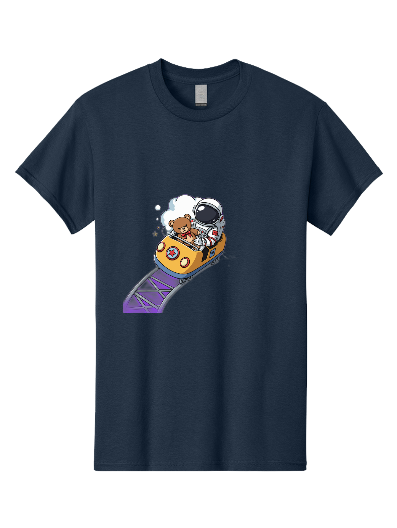 Astronaut-And-Teddy-Bear-Rollercoaster-Ride Men'S Graphic Tee, 100% Cotton, Comfortable Casual Summer Wear, Machine Washable, Vintage Camera, Old Camera, Antique Camera, Black Camera, Classic Photography, Photography Equipment, Bal726