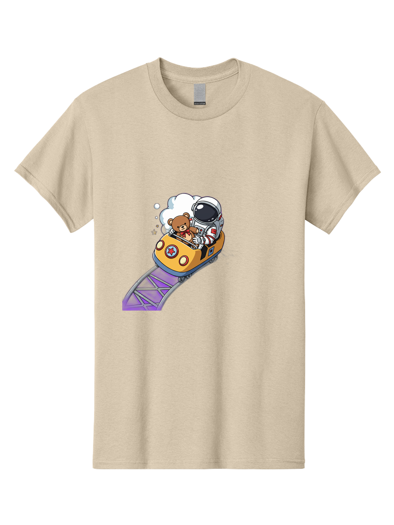 Astronaut-And-Teddy-Bear-Rollercoaster-Ride Men'S Graphic Tee, 100% Cotton, Comfortable Casual Summer Wear, Machine Washable, Vintage Camera, Old Camera, Antique Camera, Black Camera, Classic Photography, Photography Equipment, Bal726
