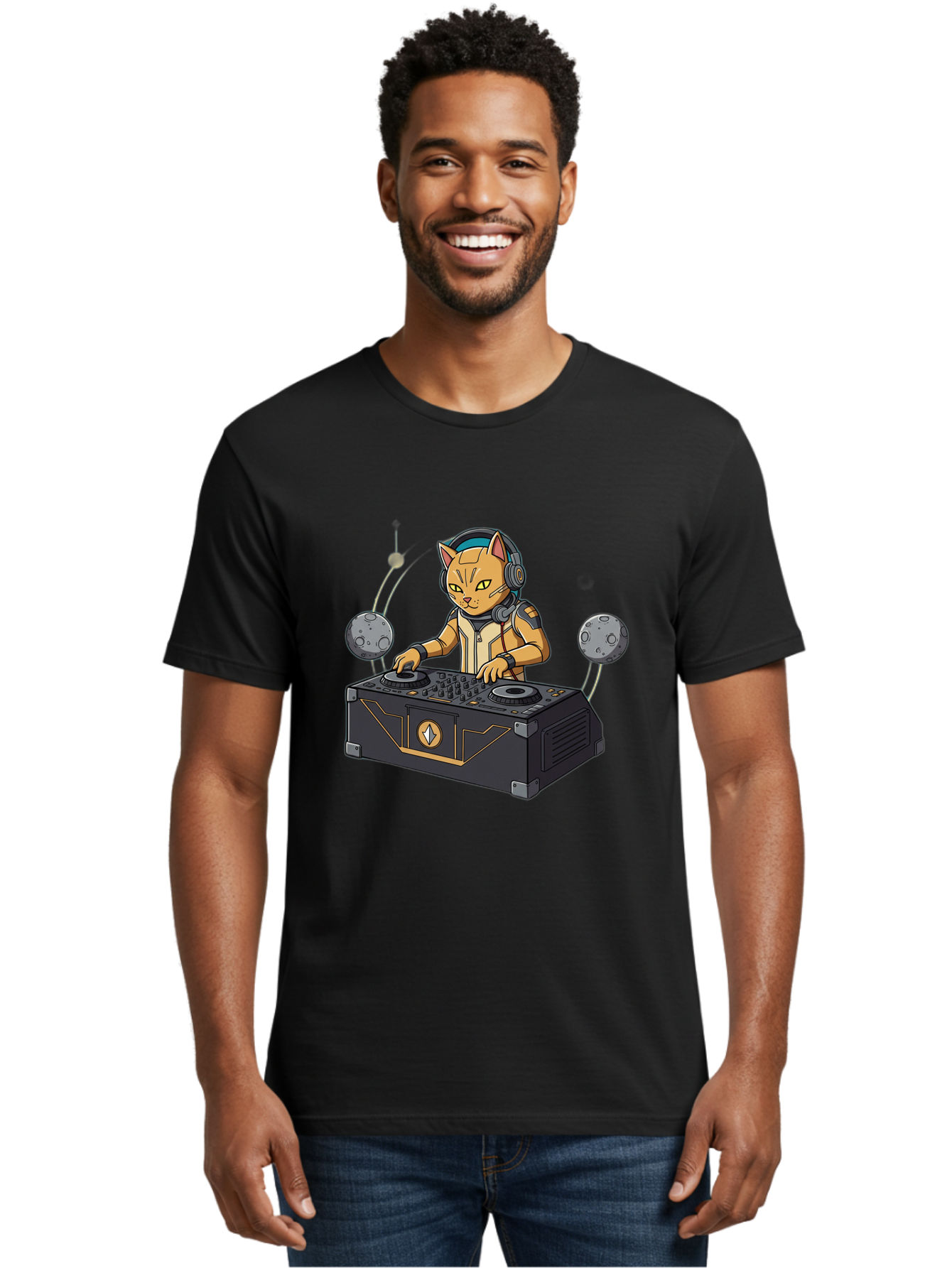 Astronaut-Cat-Dj Men'S Graphic Tee, 100% Cotton, Comfortable Casual Summer Wear, Machine Washable, Vintage Camera, Old Camera, Antique Camera, Black Camera, Classic Photography, Photography Equipment, Nostalgic Device, Film Camera, Camera Art Bal727