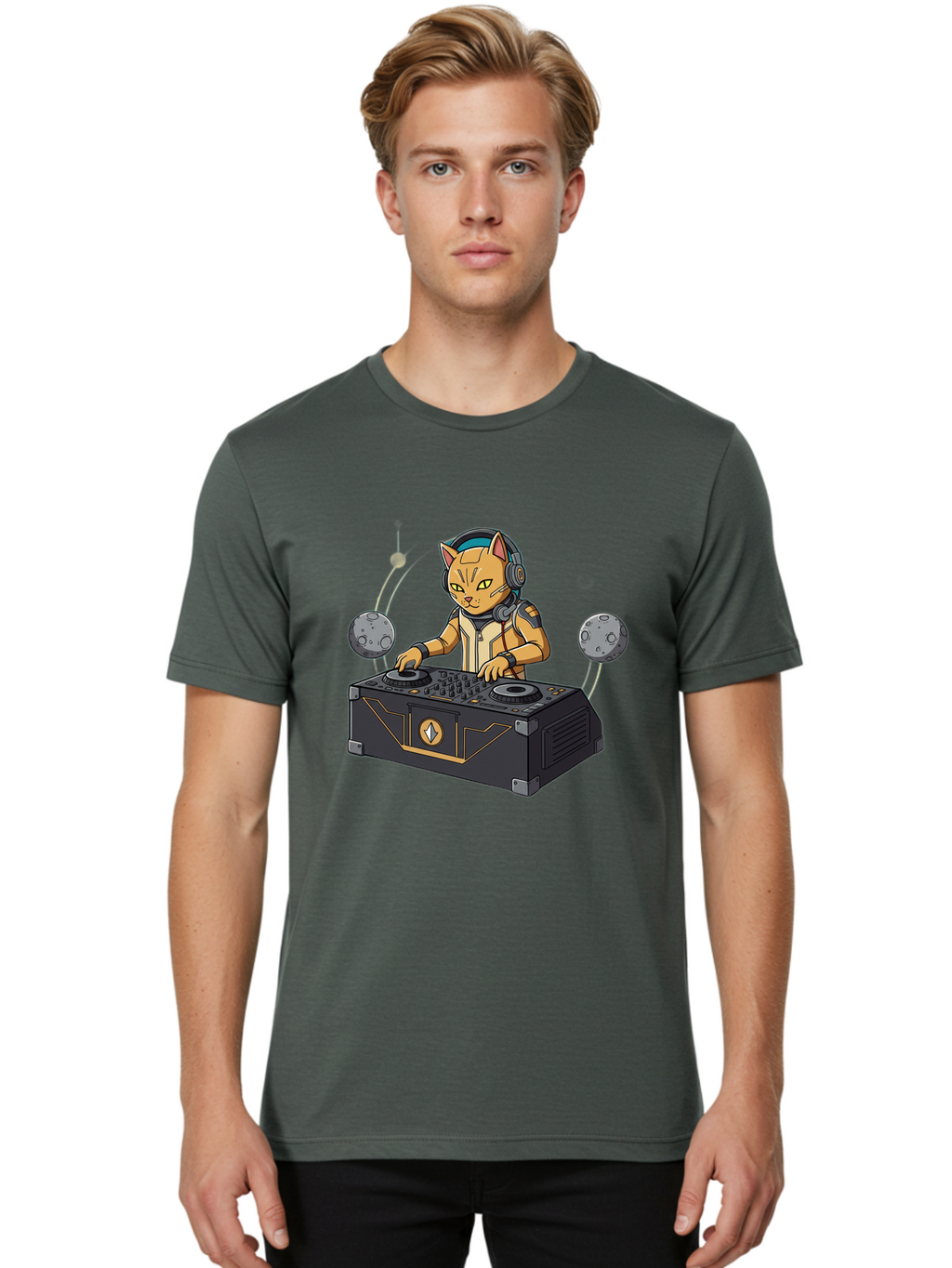 Astronaut-Cat-Dj Men'S Graphic Tee, 100% Cotton, Comfortable Casual Summer Wear, Machine Washable, Vintage Camera, Old Camera, Antique Camera, Black Camera, Classic Photography, Photography Equipment, Nostalgic Device, Film Camera, Camera Art Bal727