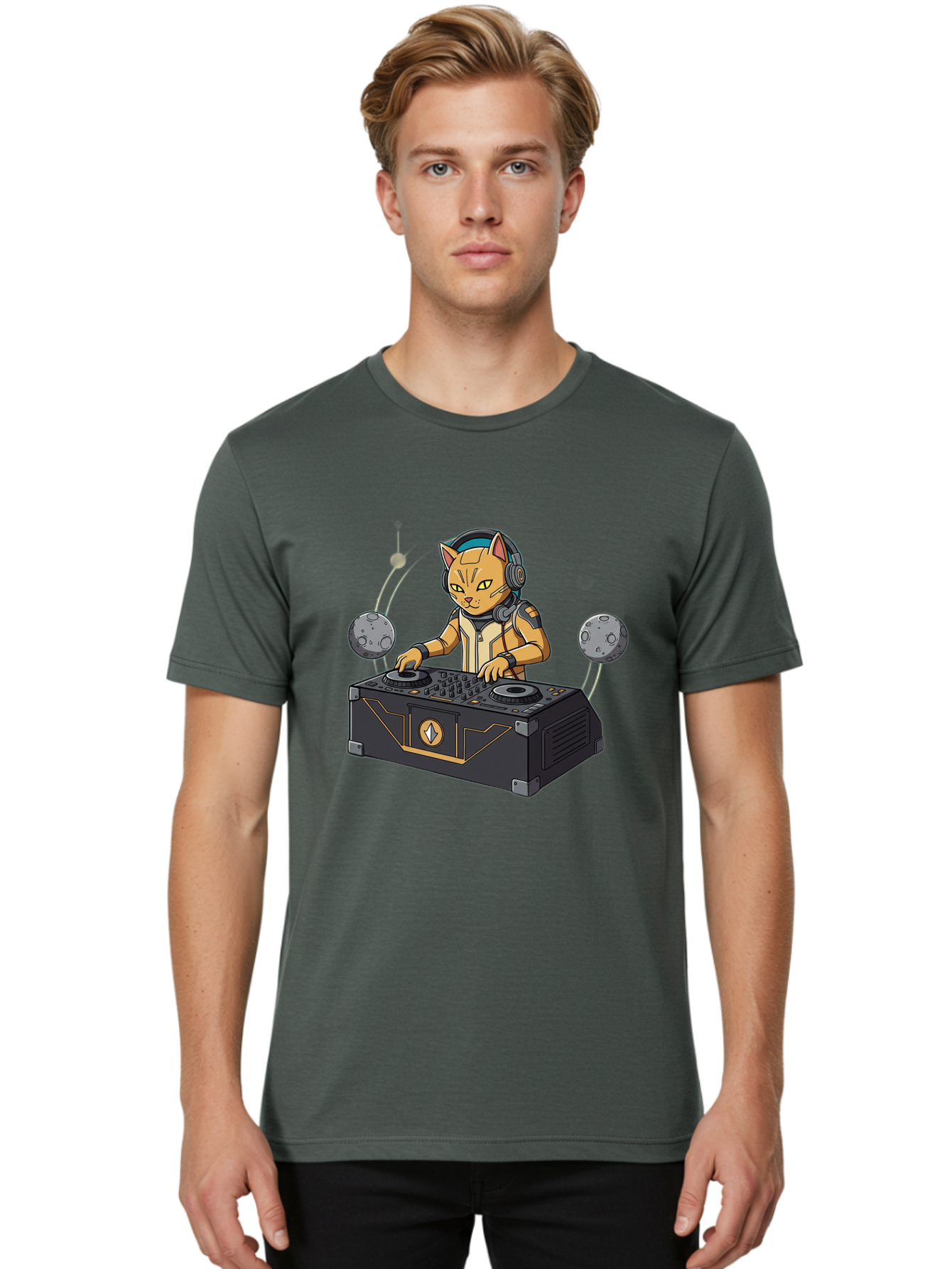 Astronaut-Cat-Dj Men'S Graphic Tee, 100% Cotton, Comfortable Casual Summer Wear, Machine Washable, Vintage Camera, Old Camera, Antique Camera, Black Camera, Classic Photography, Photography Equipment, Nostalgic Device, Film Camera, Camera Art Bal727