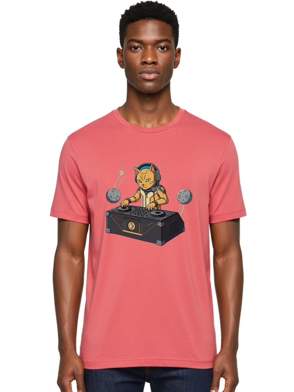 Astronaut-Cat-Dj Men'S Graphic Tee, 100% Cotton, Comfortable Casual Summer Wear, Machine Washable, Vintage Camera, Old Camera, Antique Camera, Black Camera, Classic Photography, Photography Equipment, Nostalgic Device, Film Camera, Camera Art Bal727