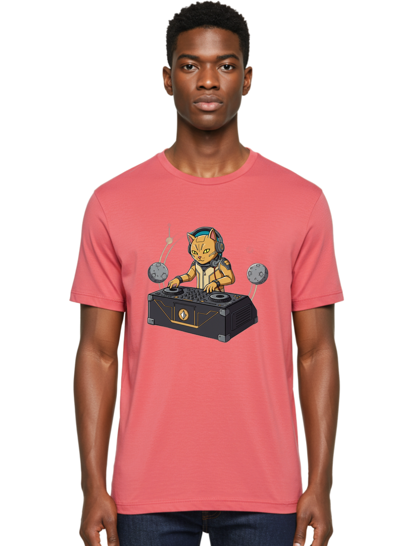 Astronaut-Cat-Dj Men'S Graphic Tee, 100% Cotton, Comfortable Casual Summer Wear, Machine Washable, Vintage Camera, Old Camera, Antique Camera, Black Camera, Classic Photography, Photography Equipment, Nostalgic Device, Film Camera, Camera Art Bal727
