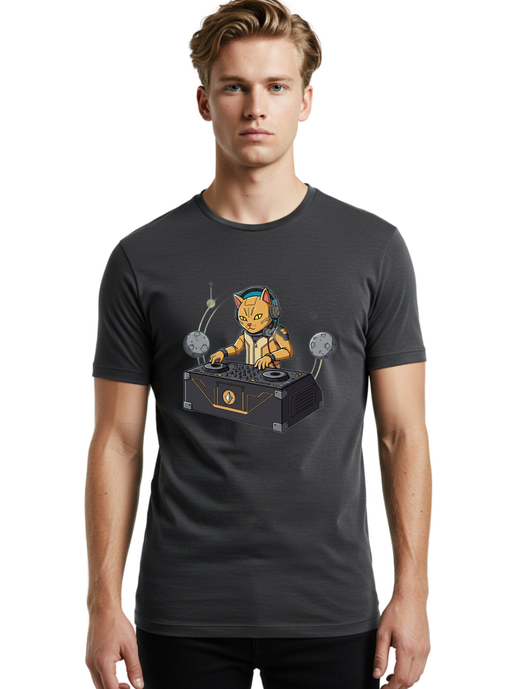Astronaut-Cat-Dj Men'S Graphic Tee, 100% Cotton, Comfortable Casual Summer Wear, Machine Washable, Vintage Camera, Old Camera, Antique Camera, Black Camera, Classic Photography, Photography Equipment, Nostalgic Device, Film Camera, Camera Art Bal727