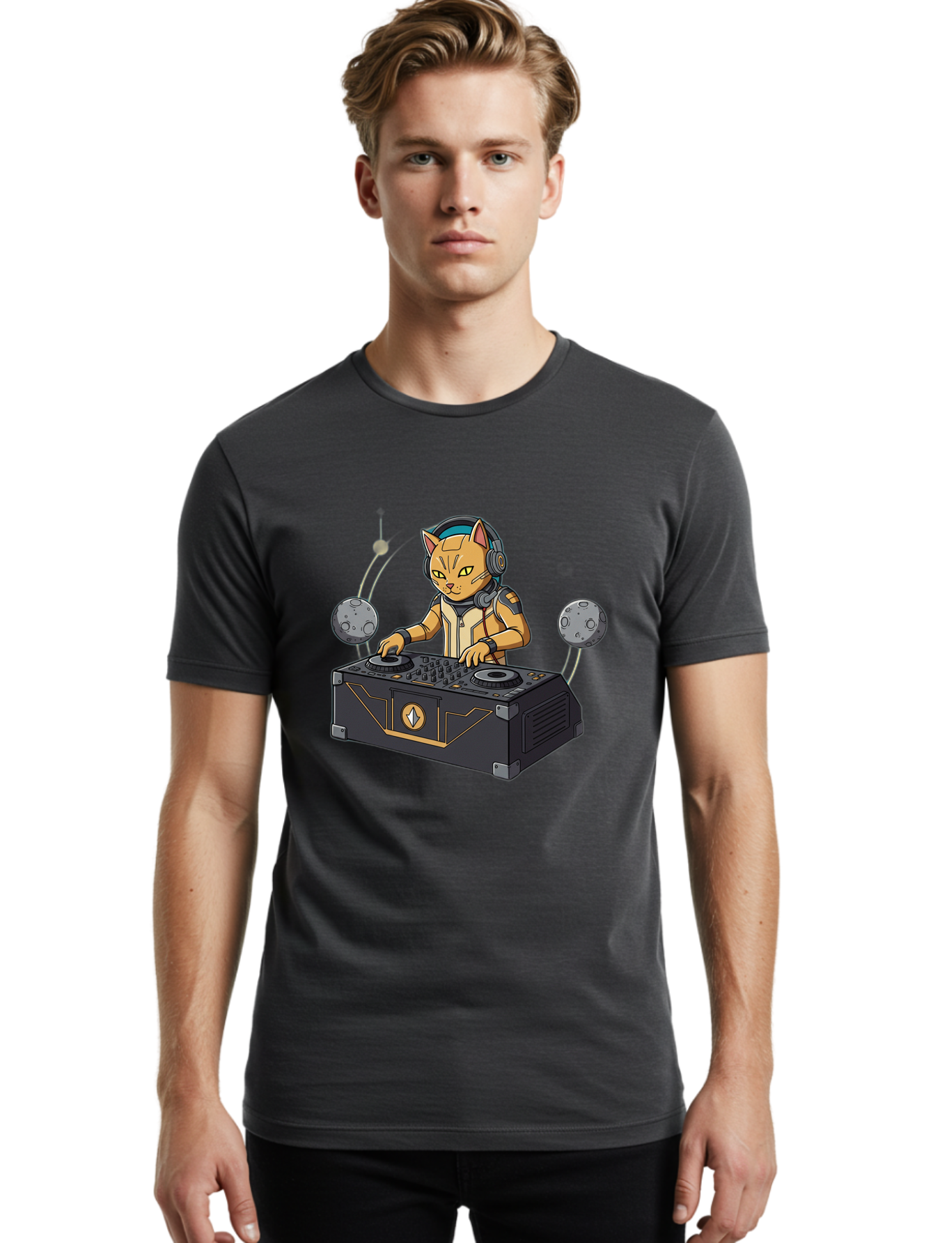 Astronaut-Cat-Dj Men'S Graphic Tee, 100% Cotton, Comfortable Casual Summer Wear, Machine Washable, Vintage Camera, Old Camera, Antique Camera, Black Camera, Classic Photography, Photography Equipment, Nostalgic Device, Film Camera, Camera Art Bal727