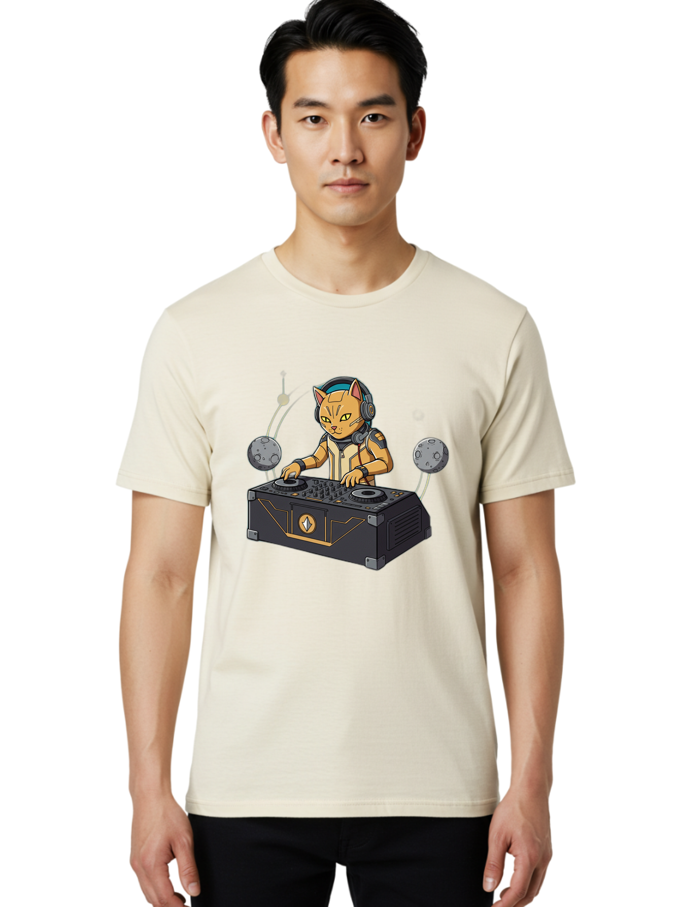 Astronaut-Cat-Dj Men'S Graphic Tee, 100% Cotton, Comfortable Casual Summer Wear, Machine Washable, Vintage Camera, Old Camera, Antique Camera, Black Camera, Classic Photography, Photography Equipment, Nostalgic Device, Film Camera, Camera Art Bal727