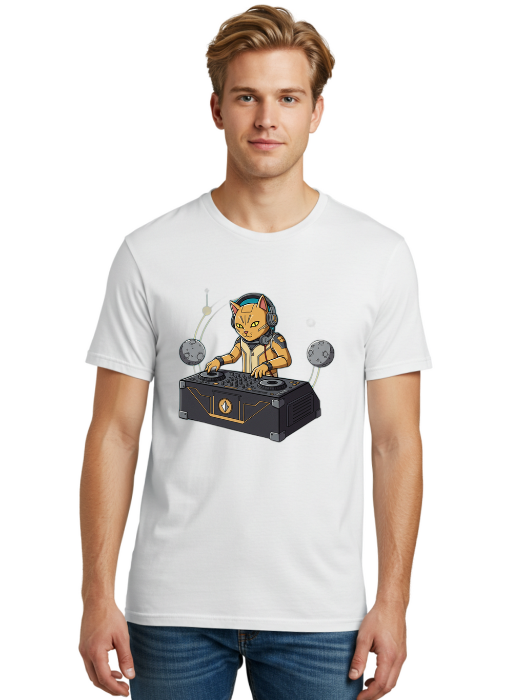 Astronaut-Cat-Dj Men'S Graphic Tee, 100% Cotton, Comfortable Casual Summer Wear, Machine Washable, Vintage Camera, Old Camera, Antique Camera, Black Camera, Classic Photography, Photography Equipment, Nostalgic Device, Film Camera, Camera Art Bal727