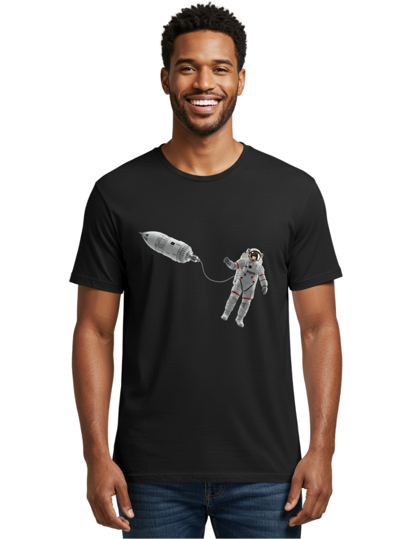 Astronaut-Tethered-To-Spacecraft Men'S Graphic Tee, 100% Cotton, Comfortable Casual Summer Wear, Machine Washable, Vintage Camera, Old Camera, Antique Camera, Black Camera, Classic Photography, Photography Equipment, Nostalgic Device, Bal730
