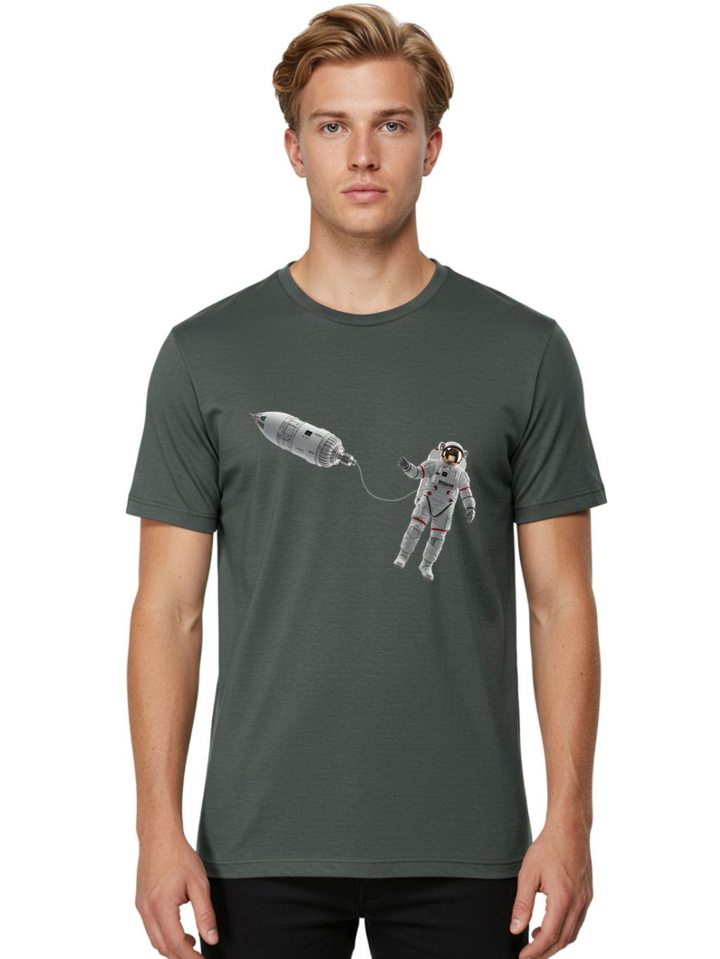 Astronaut-Tethered-To-Spacecraft Men'S Graphic Tee, 100% Cotton, Comfortable Casual Summer Wear, Machine Washable, Vintage Camera, Old Camera, Antique Camera, Black Camera, Classic Photography, Photography Equipment, Nostalgic Device, Bal730