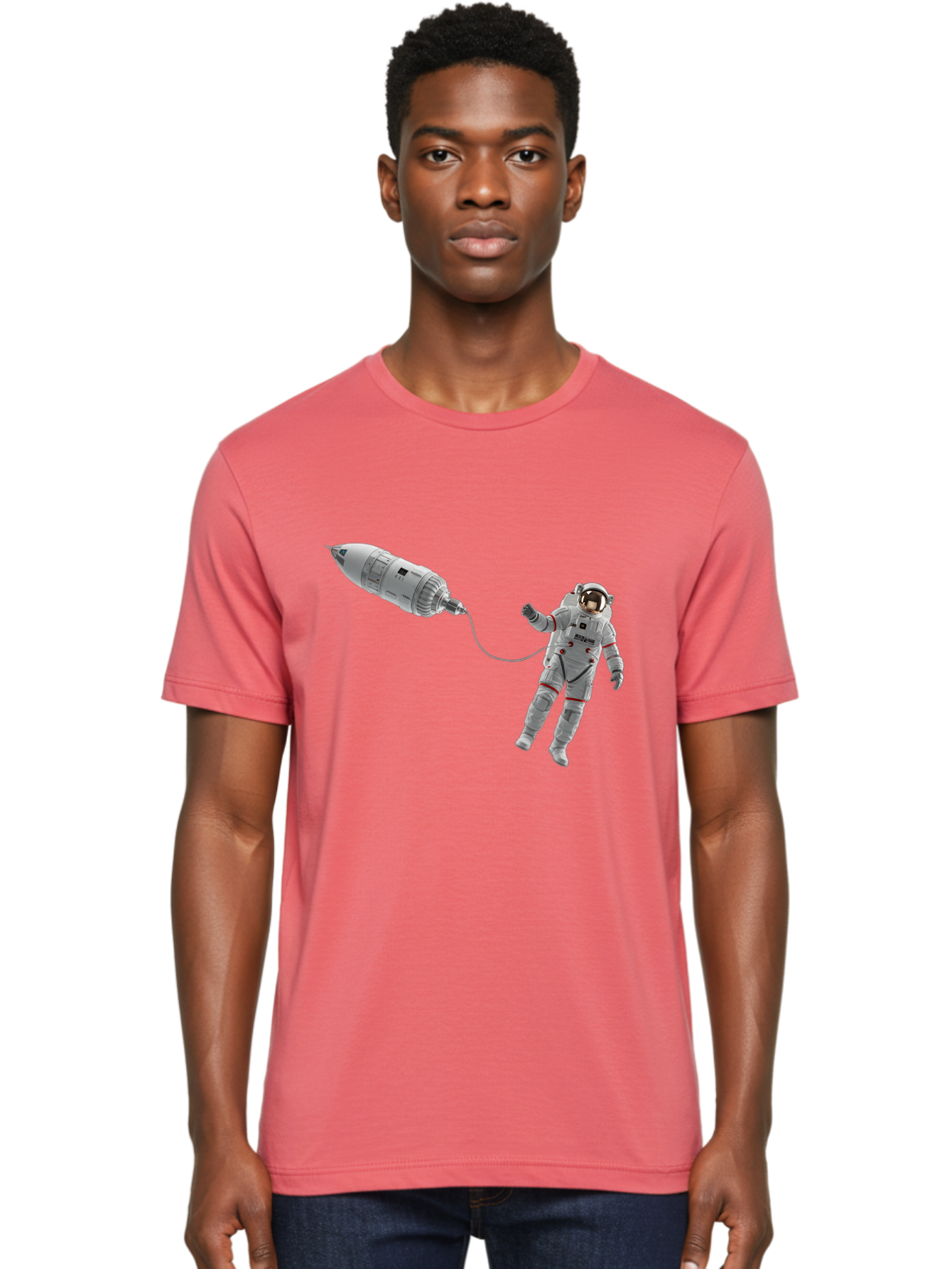 Astronaut-Tethered-To-Spacecraft Men'S Graphic Tee, 100% Cotton, Comfortable Casual Summer Wear, Machine Washable, Vintage Camera, Old Camera, Antique Camera, Black Camera, Classic Photography, Photography Equipment, Nostalgic Device, Bal730