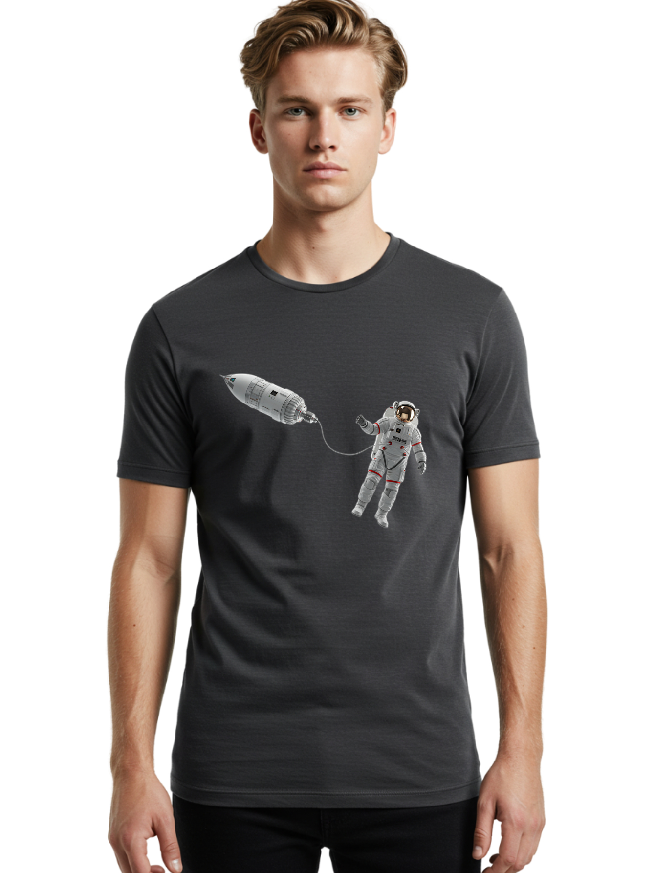 Astronaut-Tethered-To-Spacecraft Men'S Graphic Tee, 100% Cotton, Comfortable Casual Summer Wear, Machine Washable, Vintage Camera, Old Camera, Antique Camera, Black Camera, Classic Photography, Photography Equipment, Nostalgic Device, Bal730