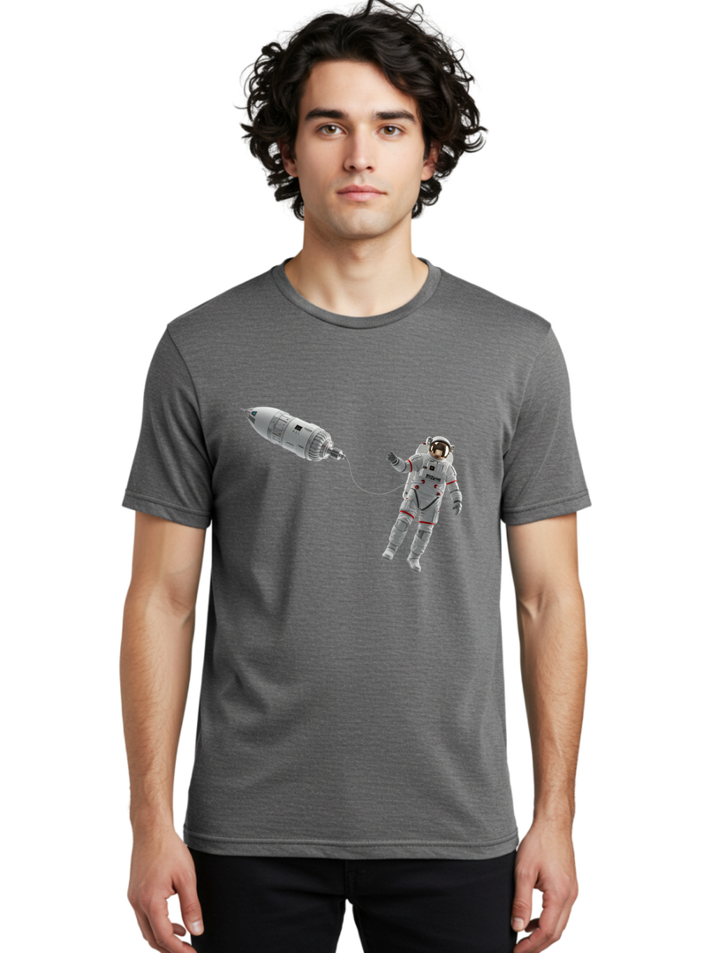 Astronaut-Tethered-To-Spacecraft Men'S Graphic Tee, 100% Cotton, Comfortable Casual Summer Wear, Machine Washable, Vintage Camera, Old Camera, Antique Camera, Black Camera, Classic Photography, Photography Equipment, Nostalgic Device, Bal730