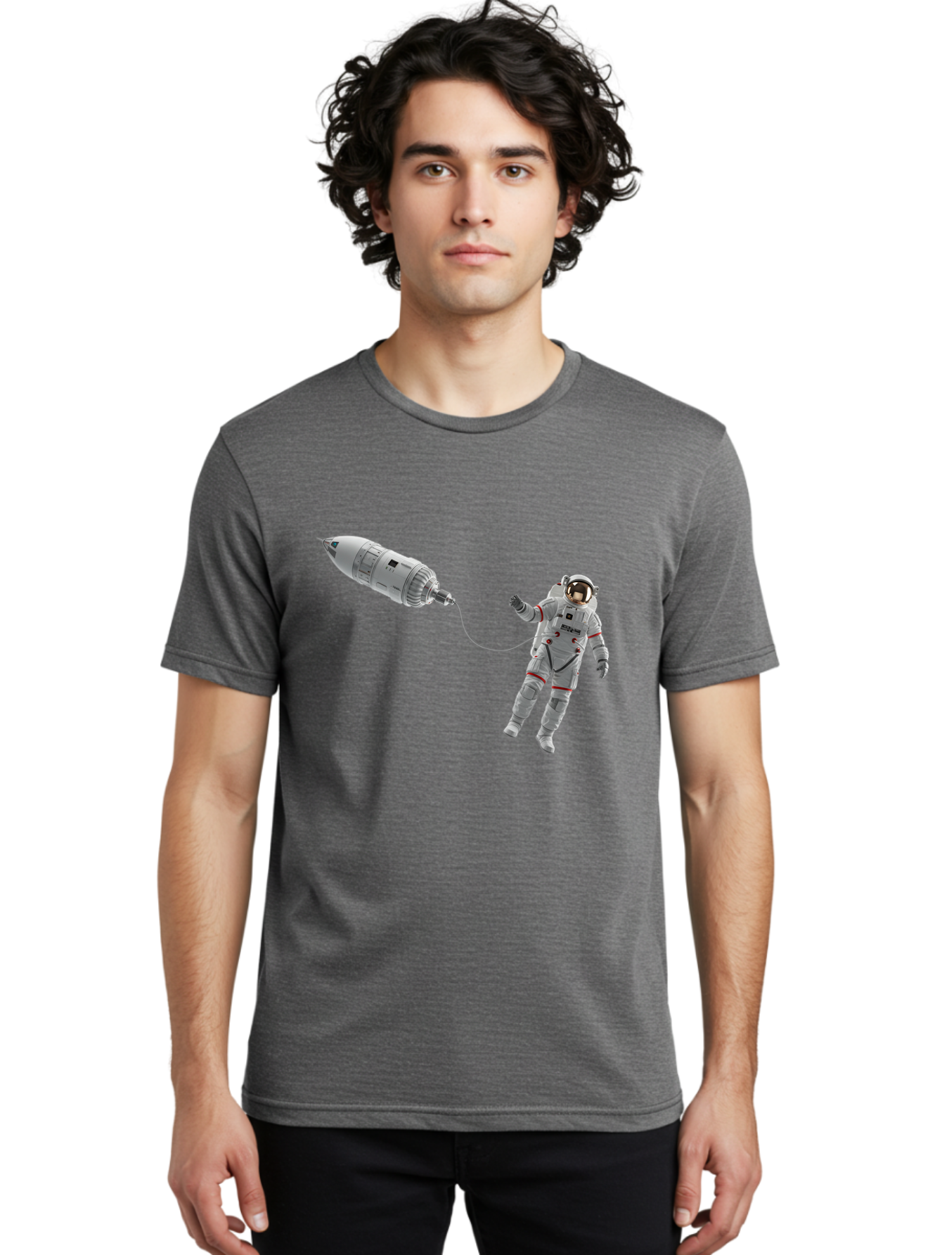 Astronaut-Tethered-To-Spacecraft Men'S Graphic Tee, 100% Cotton, Comfortable Casual Summer Wear, Machine Washable, Vintage Camera, Old Camera, Antique Camera, Black Camera, Classic Photography, Photography Equipment, Nostalgic Device, Bal730