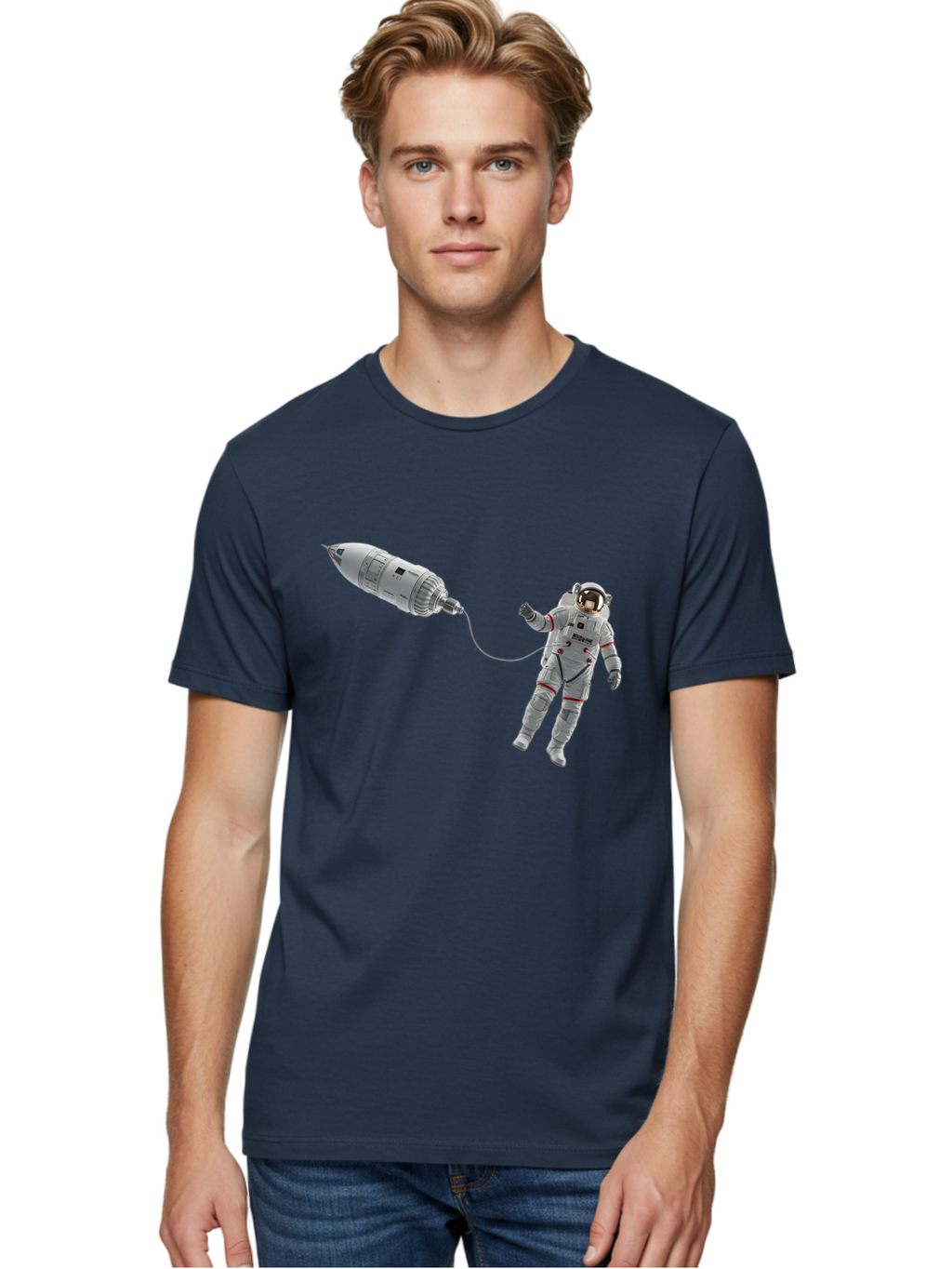 Astronaut-Tethered-To-Spacecraft Men'S Graphic Tee, 100% Cotton, Comfortable Casual Summer Wear, Machine Washable, Vintage Camera, Old Camera, Antique Camera, Black Camera, Classic Photography, Photography Equipment, Nostalgic Device, Bal730