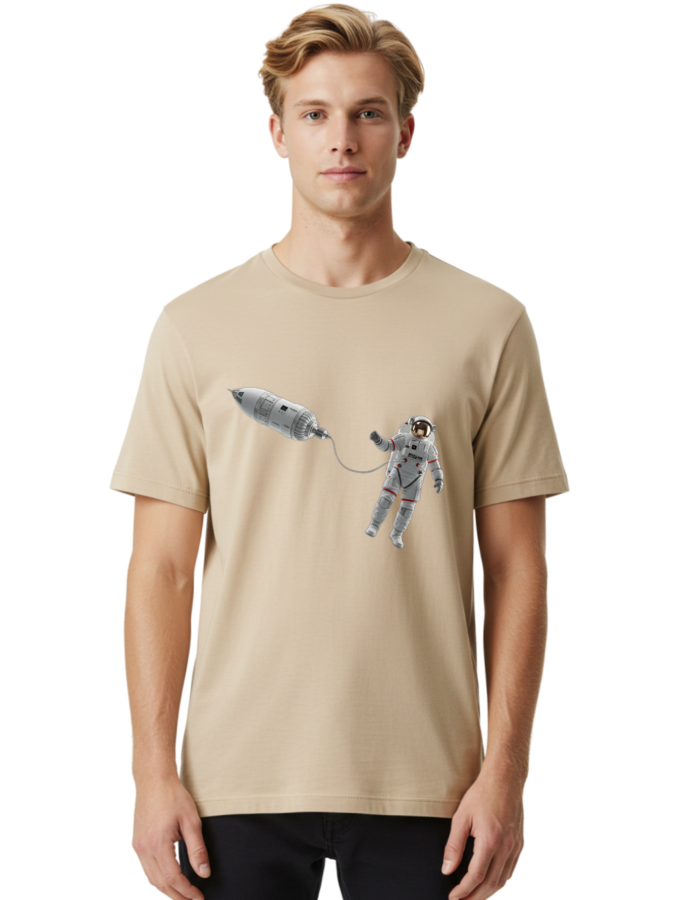 Astronaut-Tethered-To-Spacecraft Men'S Graphic Tee, 100% Cotton, Comfortable Casual Summer Wear, Machine Washable, Vintage Camera, Old Camera, Antique Camera, Black Camera, Classic Photography, Photography Equipment, Nostalgic Device, Bal730