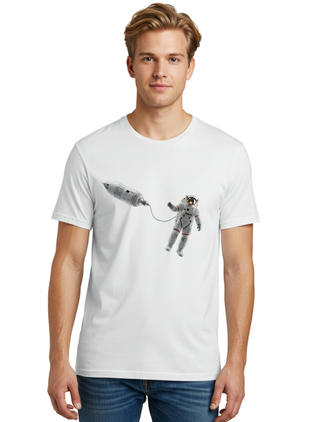 Astronaut-Tethered-To-Spacecraft Men'S Graphic Tee, 100% Cotton, Comfortable Casual Summer Wear, Machine Washable, Vintage Camera, Old Camera, Antique Camera, Black Camera, Classic Photography, Photography Equipment, Nostalgic Device, Bal730