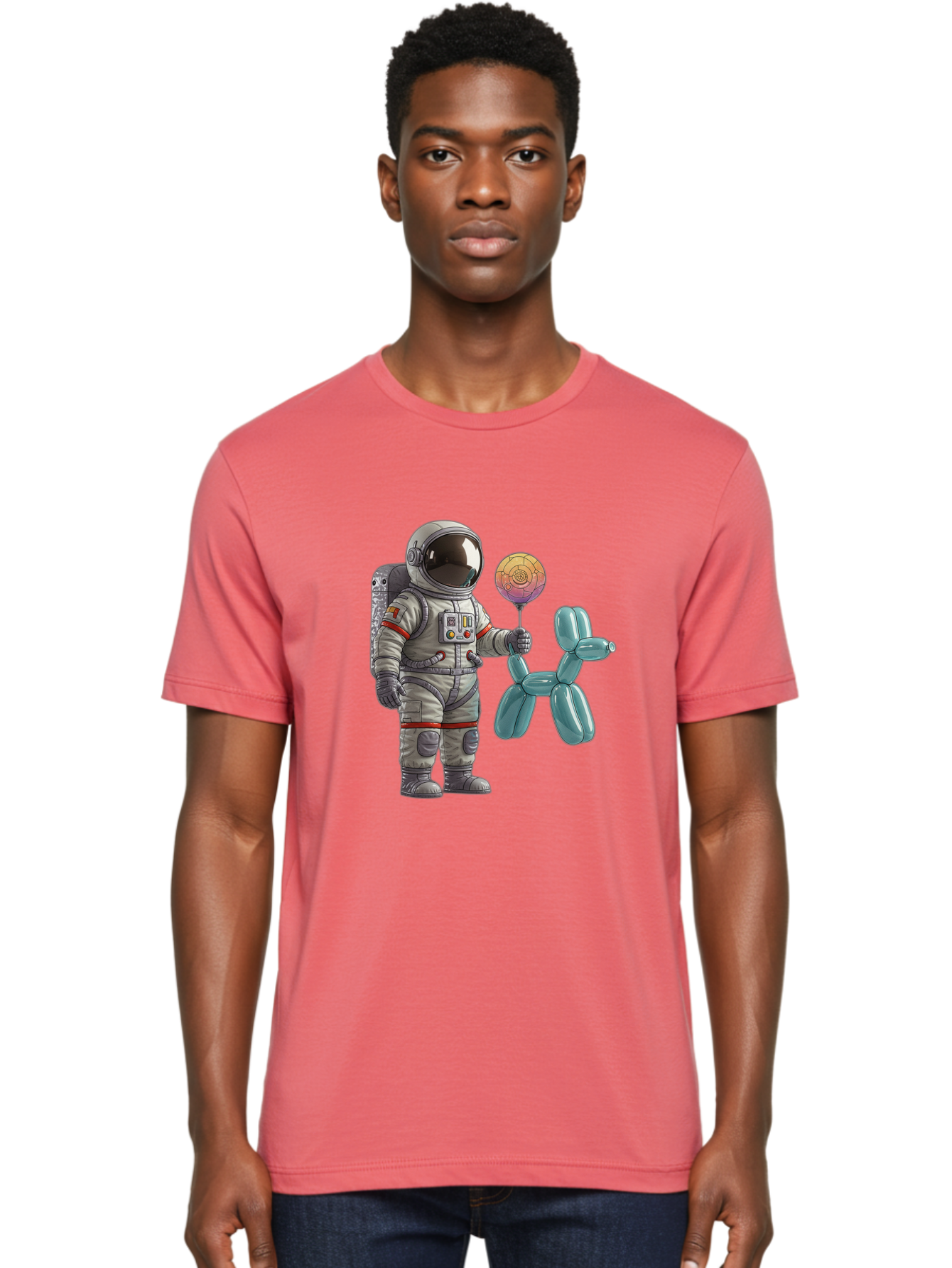 Astronaut-With-Balloon-Animal Men'S Graphic Tee, 100% Cotton, Comfortable Casual Summer Wear, Machine Washable, Vintage Camera, Old Camera, Antique Camera, Black Camera, Classic Photography, Photography Equipment, Nostalgic Device, Bal731