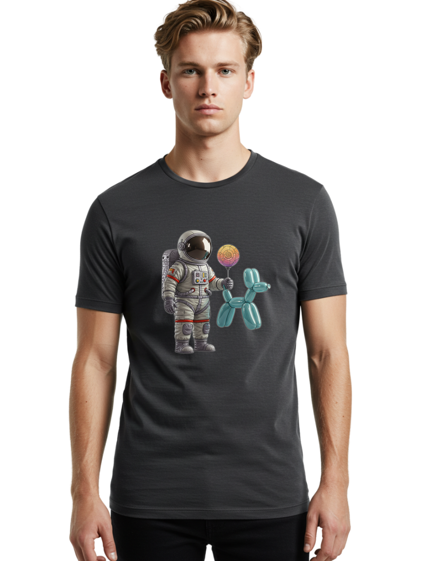 Astronaut-With-Balloon-Animal Men'S Graphic Tee, 100% Cotton, Comfortable Casual Summer Wear, Machine Washable, Vintage Camera, Old Camera, Antique Camera, Black Camera, Classic Photography, Photography Equipment, Nostalgic Device, Bal731
