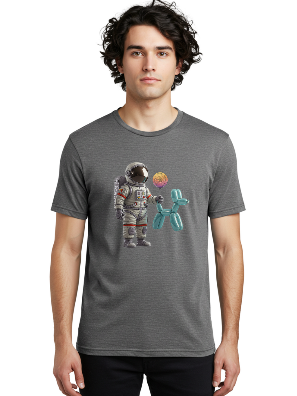 Astronaut-With-Balloon-Animal Men'S Graphic Tee, 100% Cotton, Comfortable Casual Summer Wear, Machine Washable, Vintage Camera, Old Camera, Antique Camera, Black Camera, Classic Photography, Photography Equipment, Nostalgic Device, Bal731