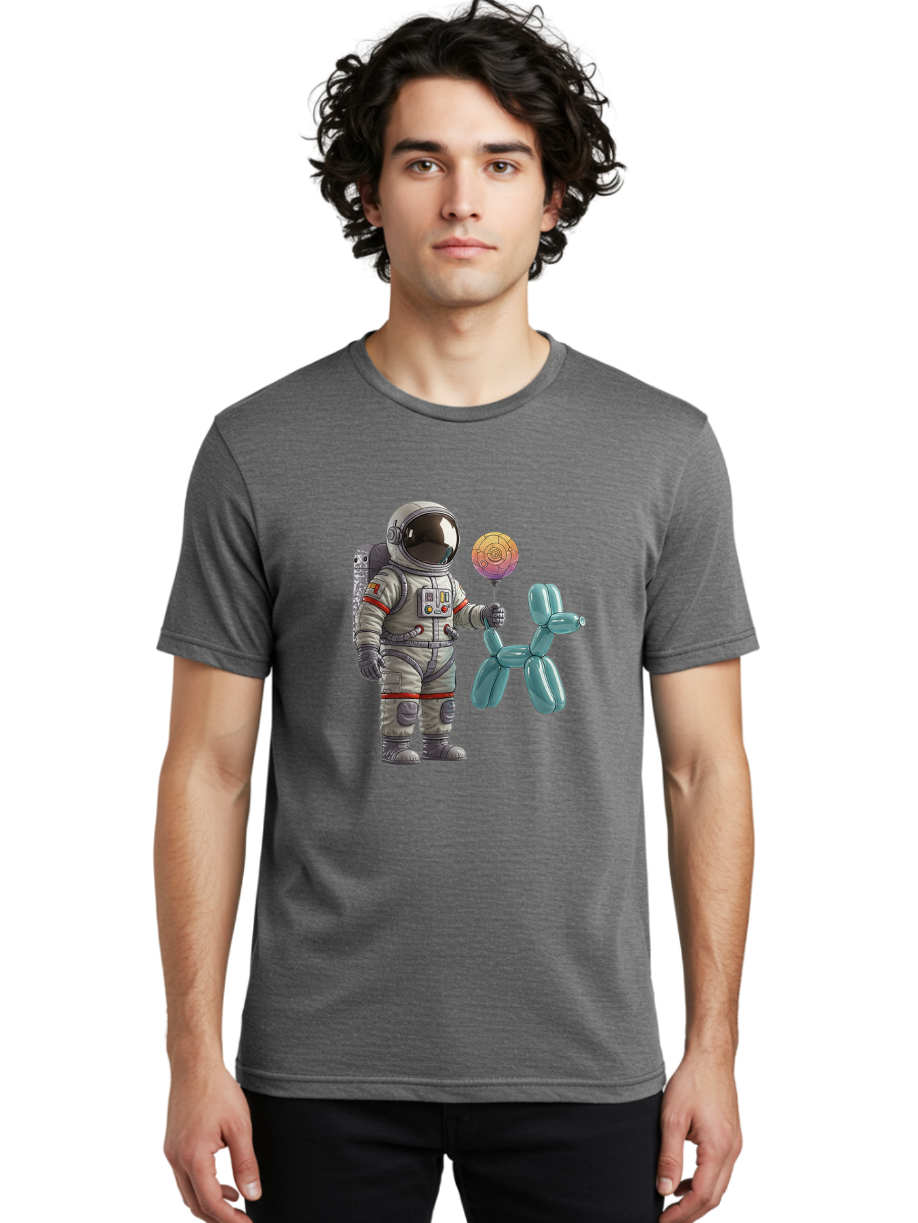 Astronaut-With-Balloon-Animal Men'S Graphic Tee, 100% Cotton, Comfortable Casual Summer Wear, Machine Washable, Vintage Camera, Old Camera, Antique Camera, Black Camera, Classic Photography, Photography Equipment, Nostalgic Device, Bal731