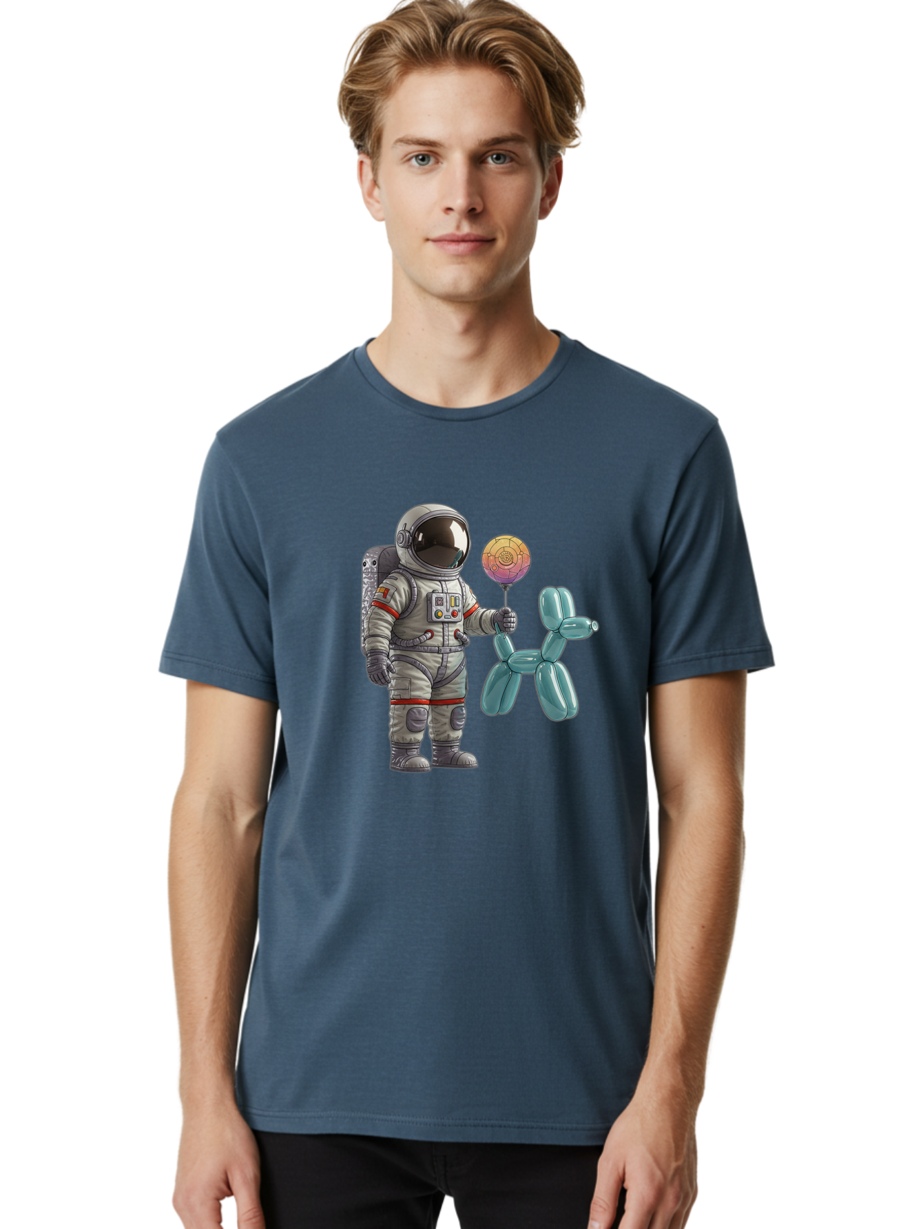 Astronaut-With-Balloon-Animal Men'S Graphic Tee, 100% Cotton, Comfortable Casual Summer Wear, Machine Washable, Vintage Camera, Old Camera, Antique Camera, Black Camera, Classic Photography, Photography Equipment, Nostalgic Device, Bal731