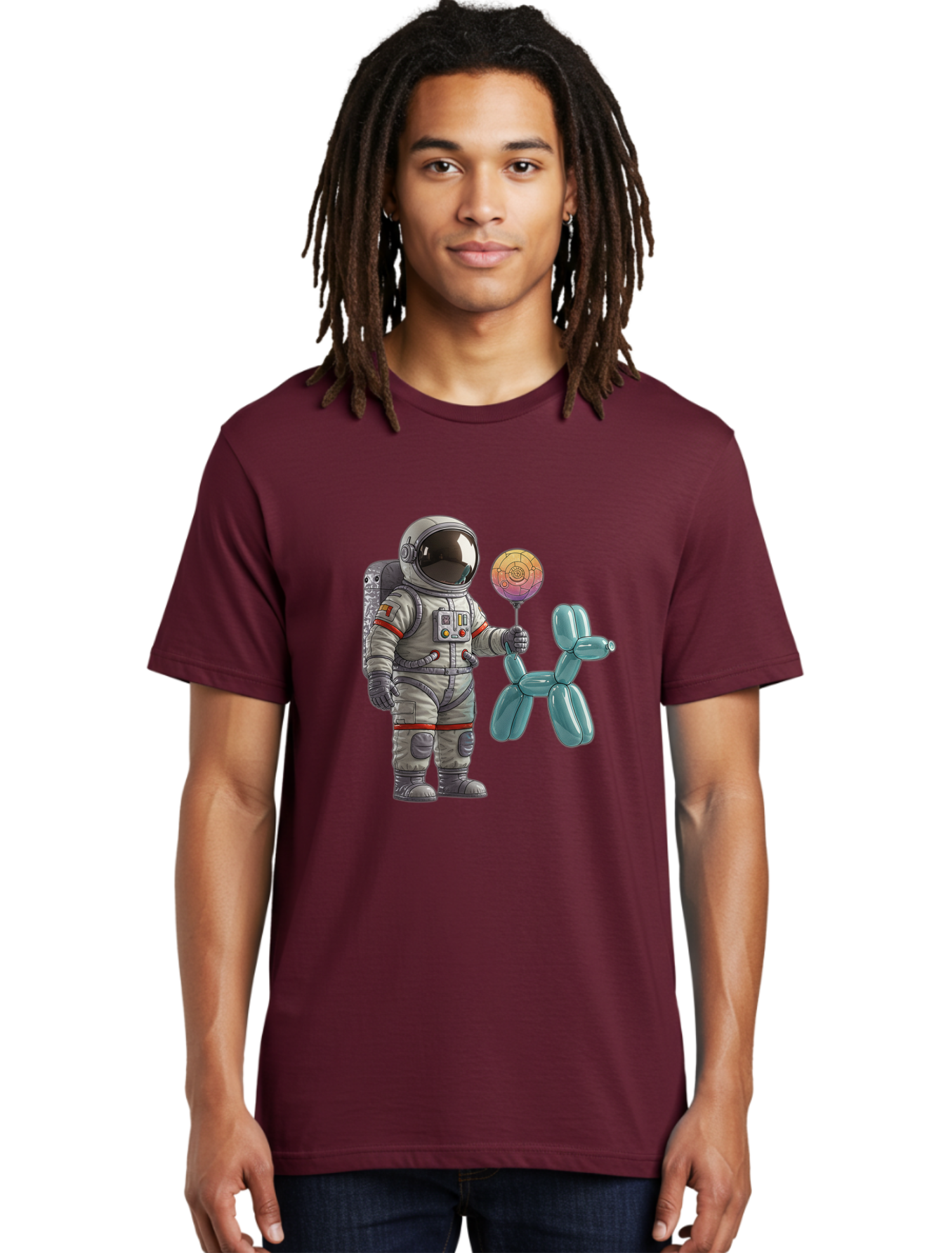 Astronaut-With-Balloon-Animal Men'S Graphic Tee, 100% Cotton, Comfortable Casual Summer Wear, Machine Washable, Vintage Camera, Old Camera, Antique Camera, Black Camera, Classic Photography, Photography Equipment, Nostalgic Device, Bal731
