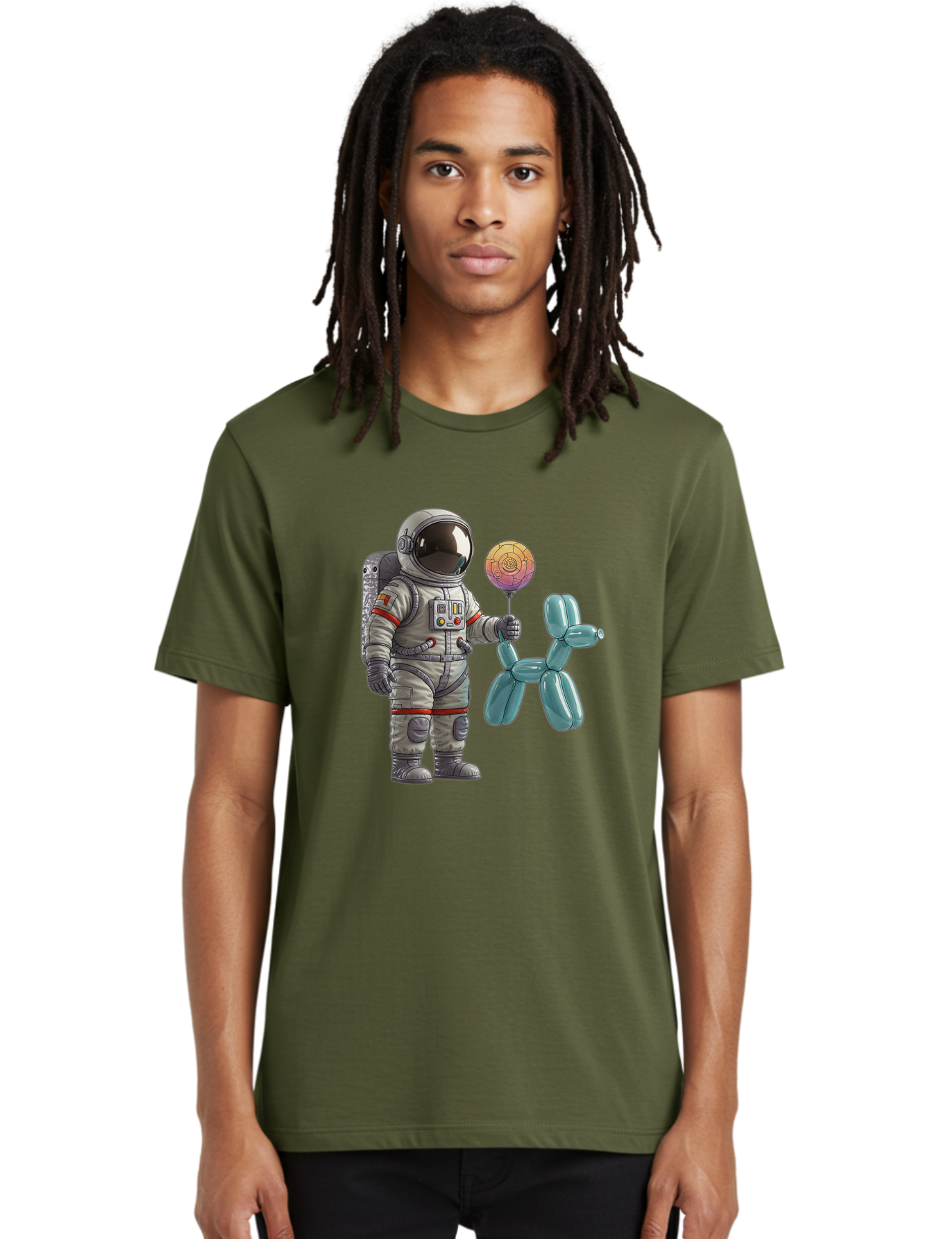 Astronaut-With-Balloon-Animal Men'S Graphic Tee, 100% Cotton, Comfortable Casual Summer Wear, Machine Washable, Vintage Camera, Old Camera, Antique Camera, Black Camera, Classic Photography, Photography Equipment, Nostalgic Device, Bal731