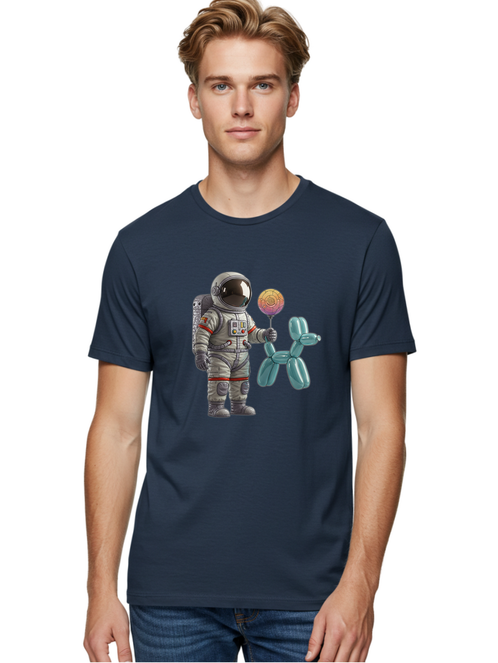 Astronaut-With-Balloon-Animal Men'S Graphic Tee, 100% Cotton, Comfortable Casual Summer Wear, Machine Washable, Vintage Camera, Old Camera, Antique Camera, Black Camera, Classic Photography, Photography Equipment, Nostalgic Device, Bal731