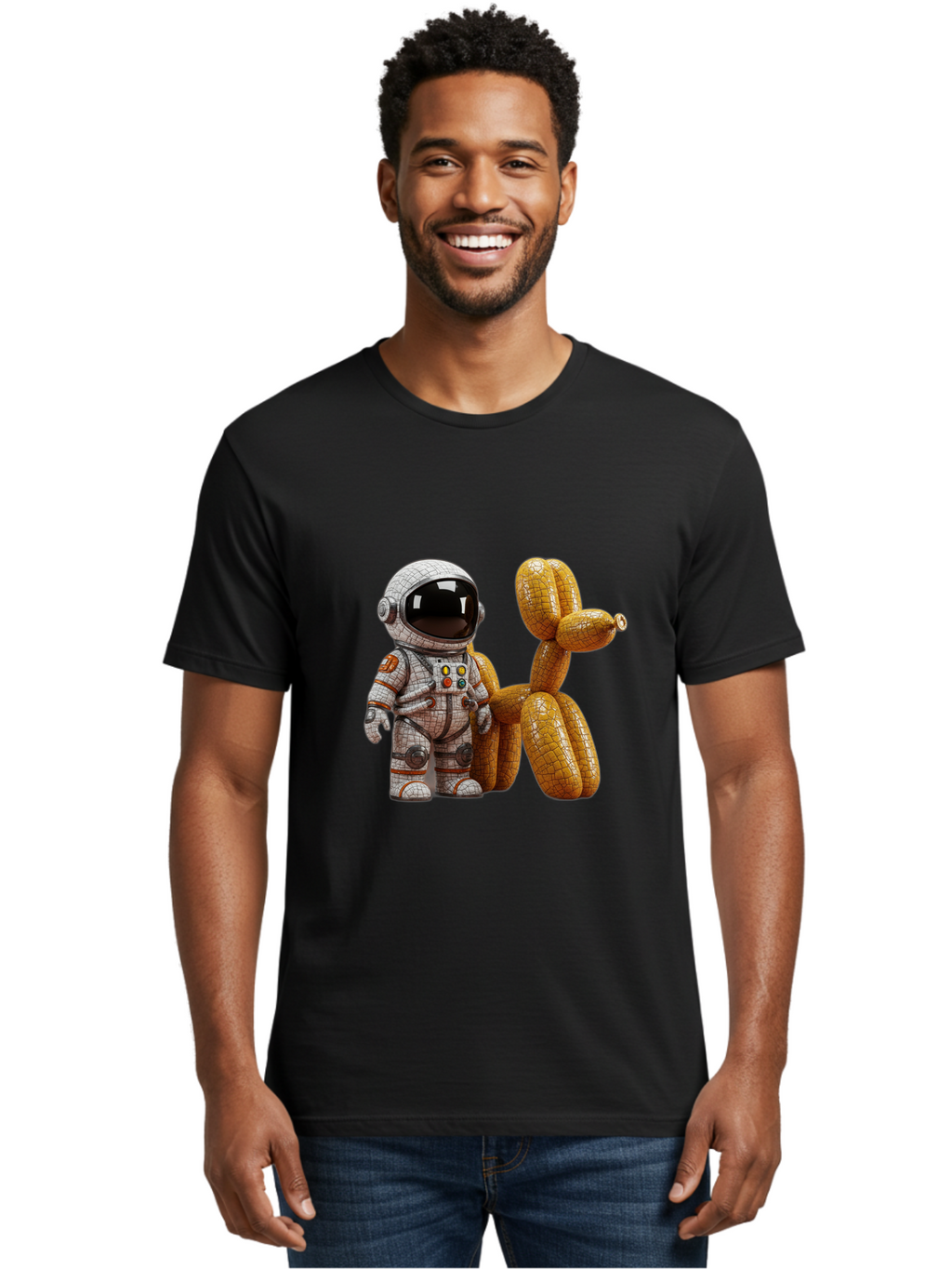 Astronaut-With-Balloon-Dog Men'S Graphic Tee, 100% Cotton, Comfortable Casual Summer Wear, Machine Washable, Vintage Camera, Old Camera, Antique Camera, Black Camera, Classic Photography, Photography Equipment, Nostalgic Device, Film Camera, Bal732