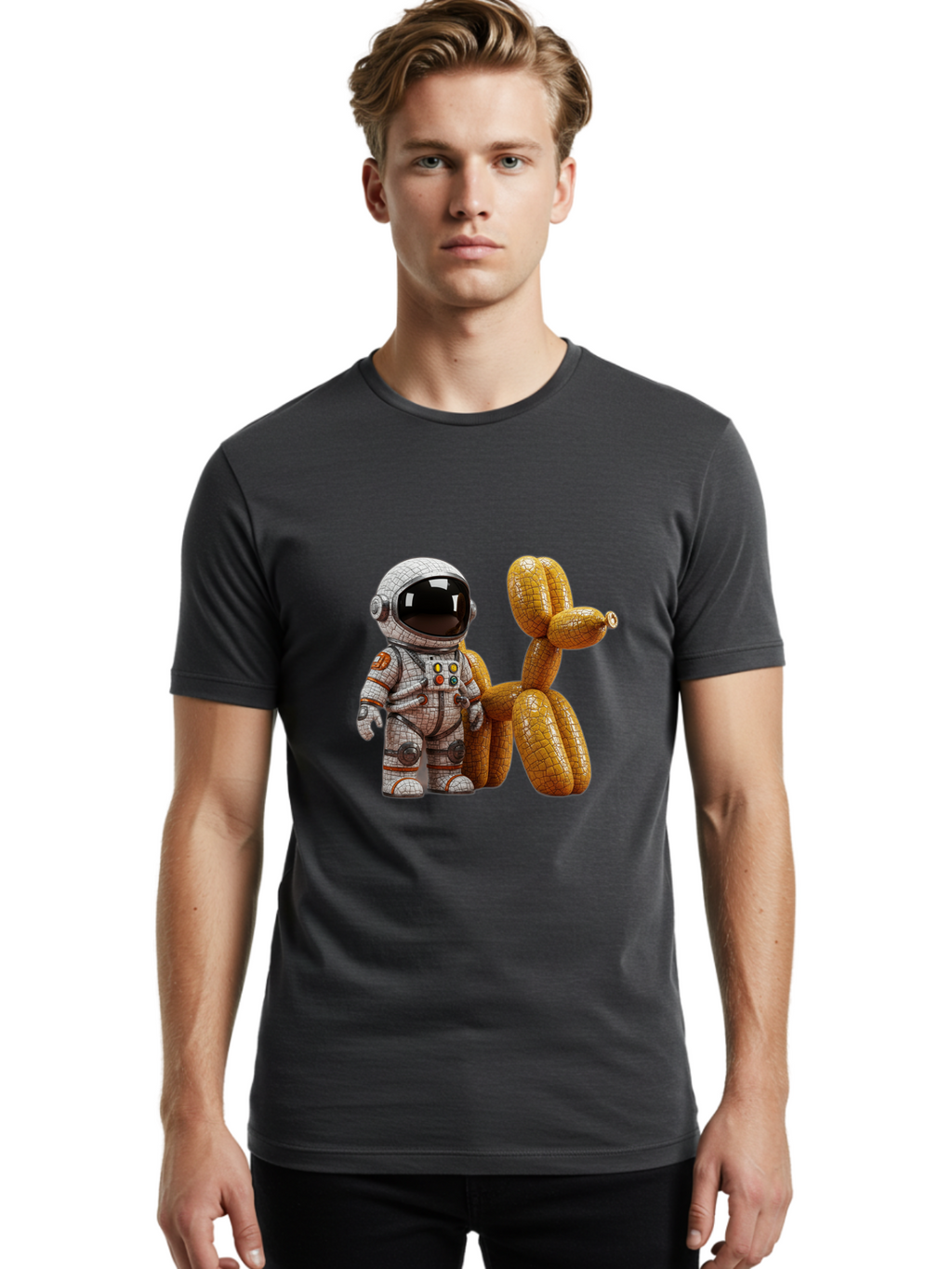 Astronaut-With-Balloon-Dog Men'S Graphic Tee, 100% Cotton, Comfortable Casual Summer Wear, Machine Washable, Vintage Camera, Old Camera, Antique Camera, Black Camera, Classic Photography, Photography Equipment, Nostalgic Device, Film Camera, Bal732